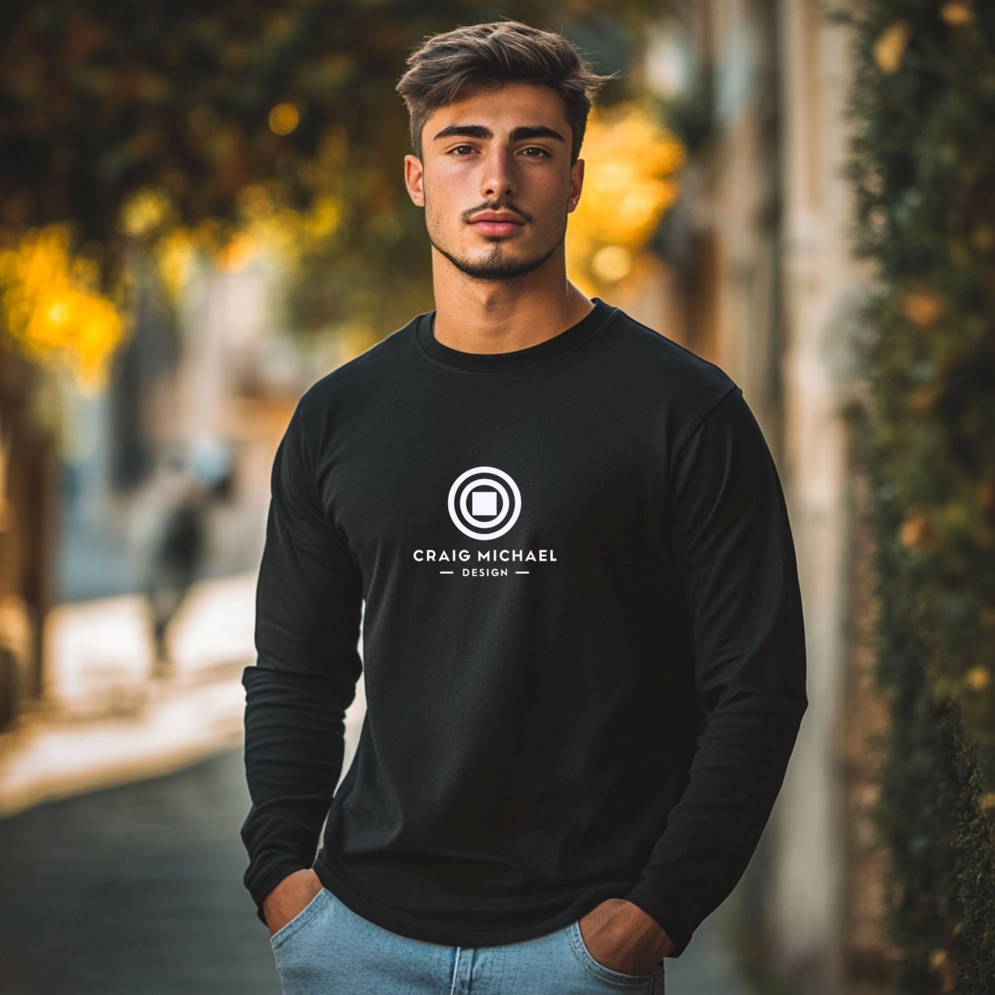 Craig Michael Design Logo Long Sleeve Shirt, Minimalist Graphic Tee, Unique Designer Apparel, Modern Fashion Statement, Trendy Casual Wear - Craig Michael Design