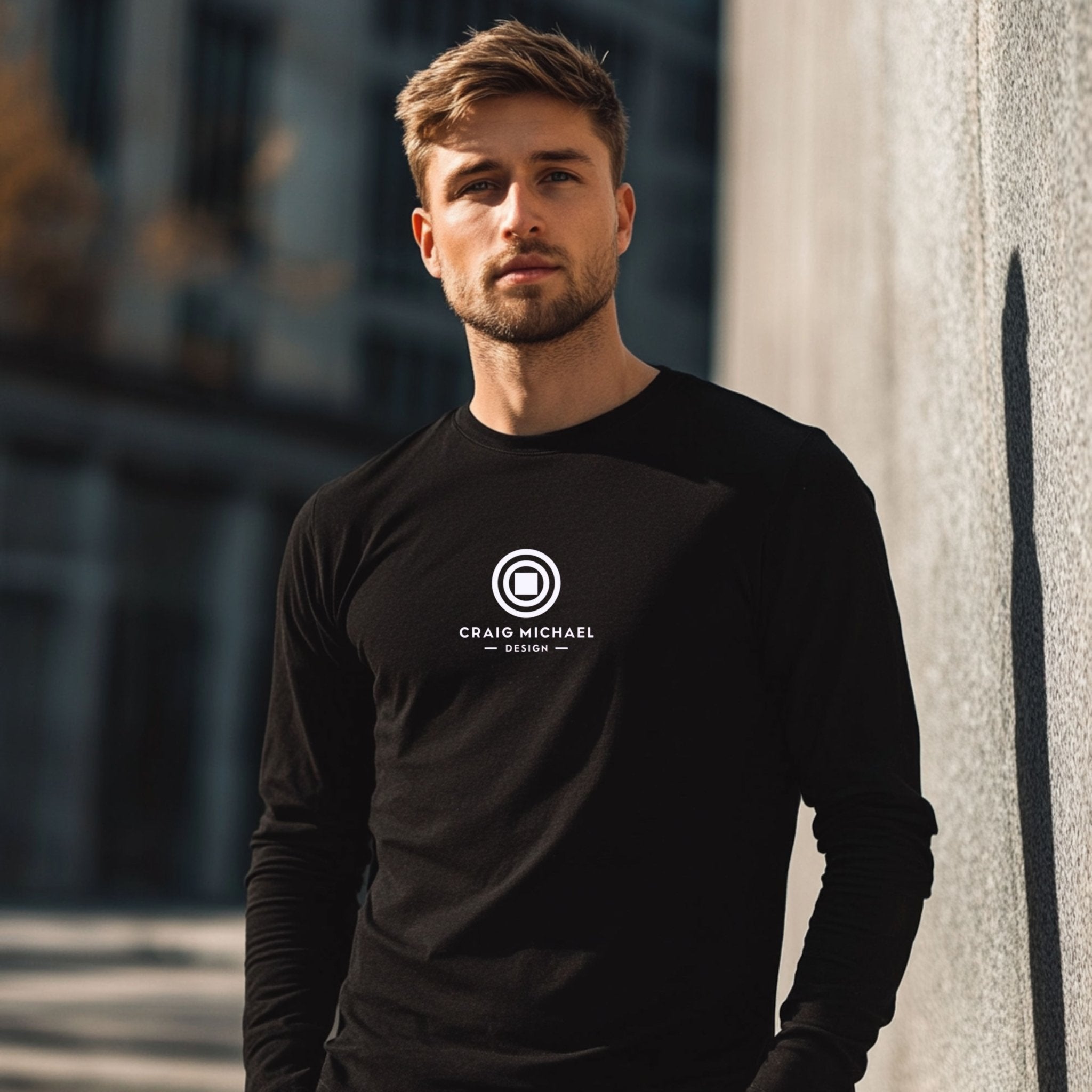 Craig Michael Design Logo Long Sleeve Shirt, Minimalist Graphic Tee, Unique Designer Apparel, Modern Fashion Statement, Trendy Casual Wear - Craig Michael Design