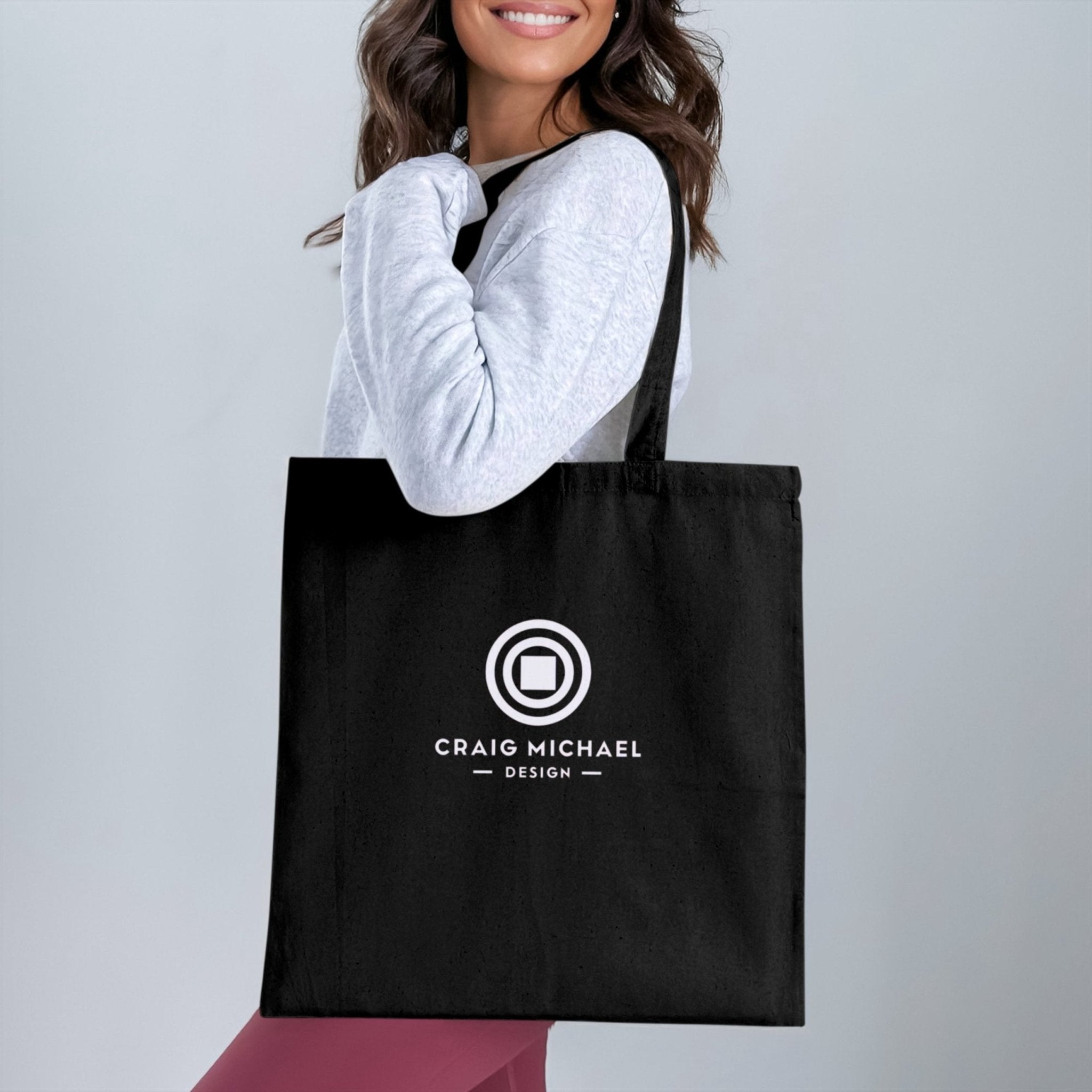 Craig Michael Design Tote Bag, Stylish Black and White Tote, Unique Logo Tote Bag, Trendy Tote for Everyday Use, Eco Friendly Bag - Craig Michael Design