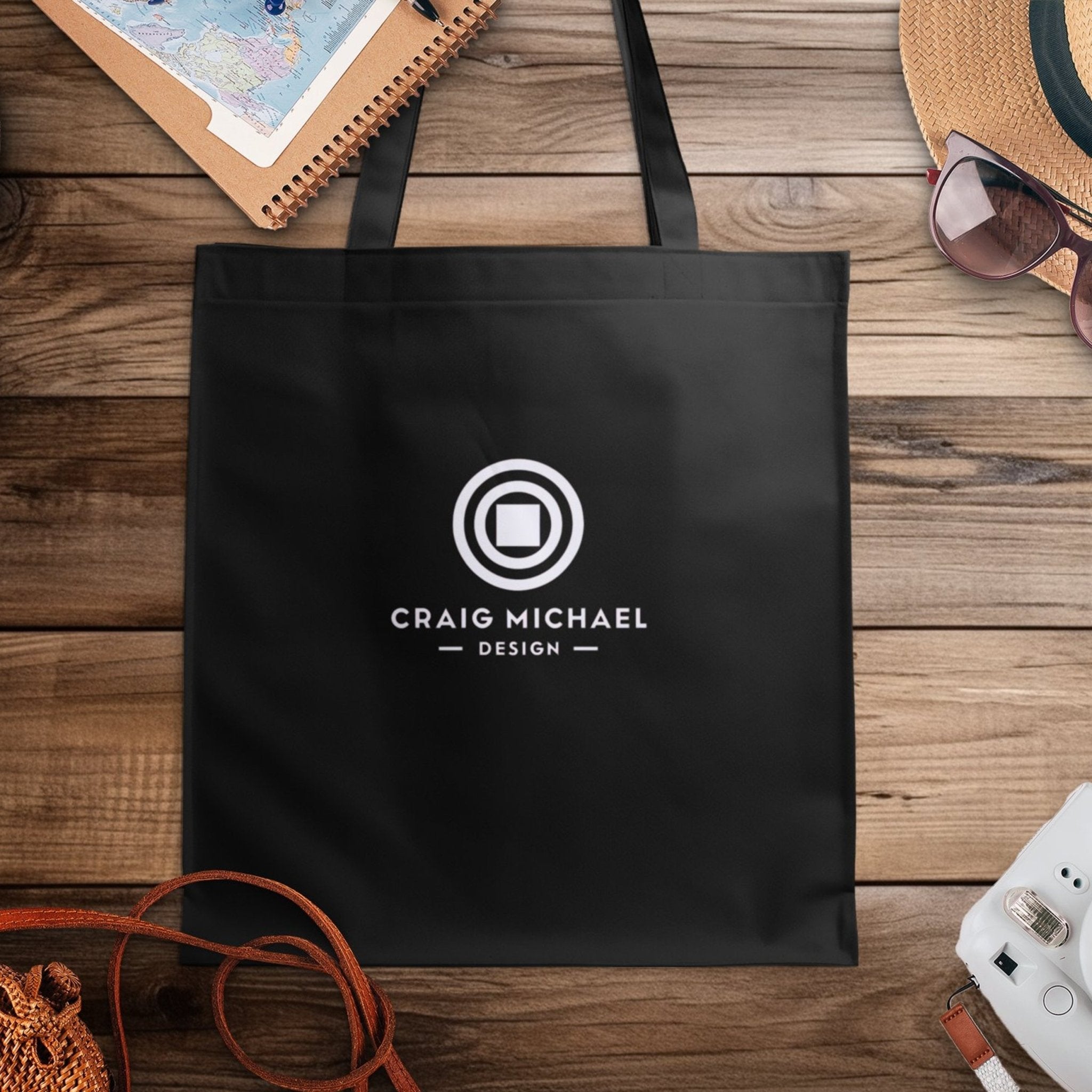 Craig Michael Design Tote Bag, Stylish Black and White Tote, Unique Logo Tote Bag, Trendy Tote for Everyday Use, Eco Friendly Bag - Craig Michael Design