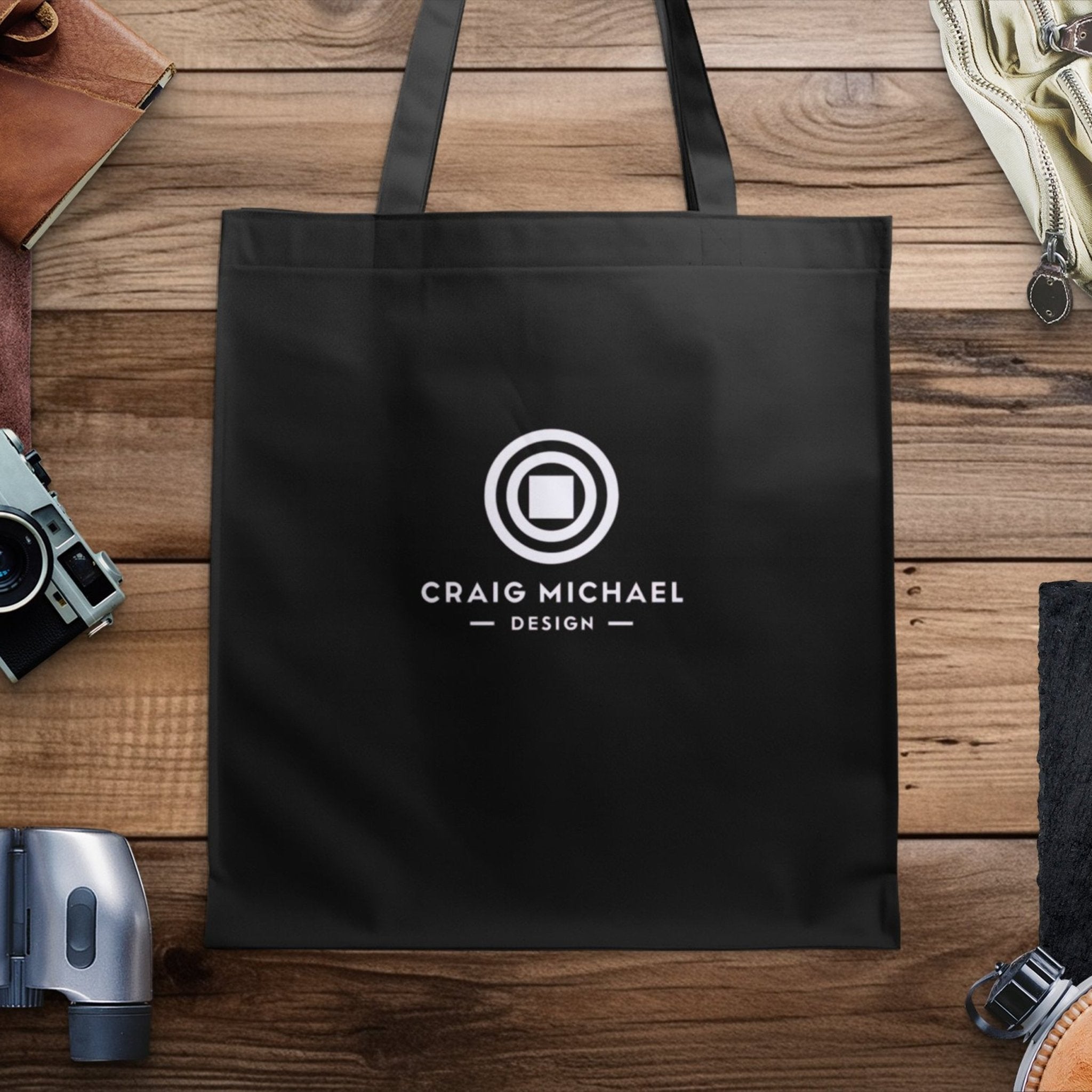 Craig Michael Design Tote Bag, Stylish Black and White Tote, Unique Logo Tote Bag, Trendy Tote for Everyday Use, Eco Friendly Bag - Craig Michael Design