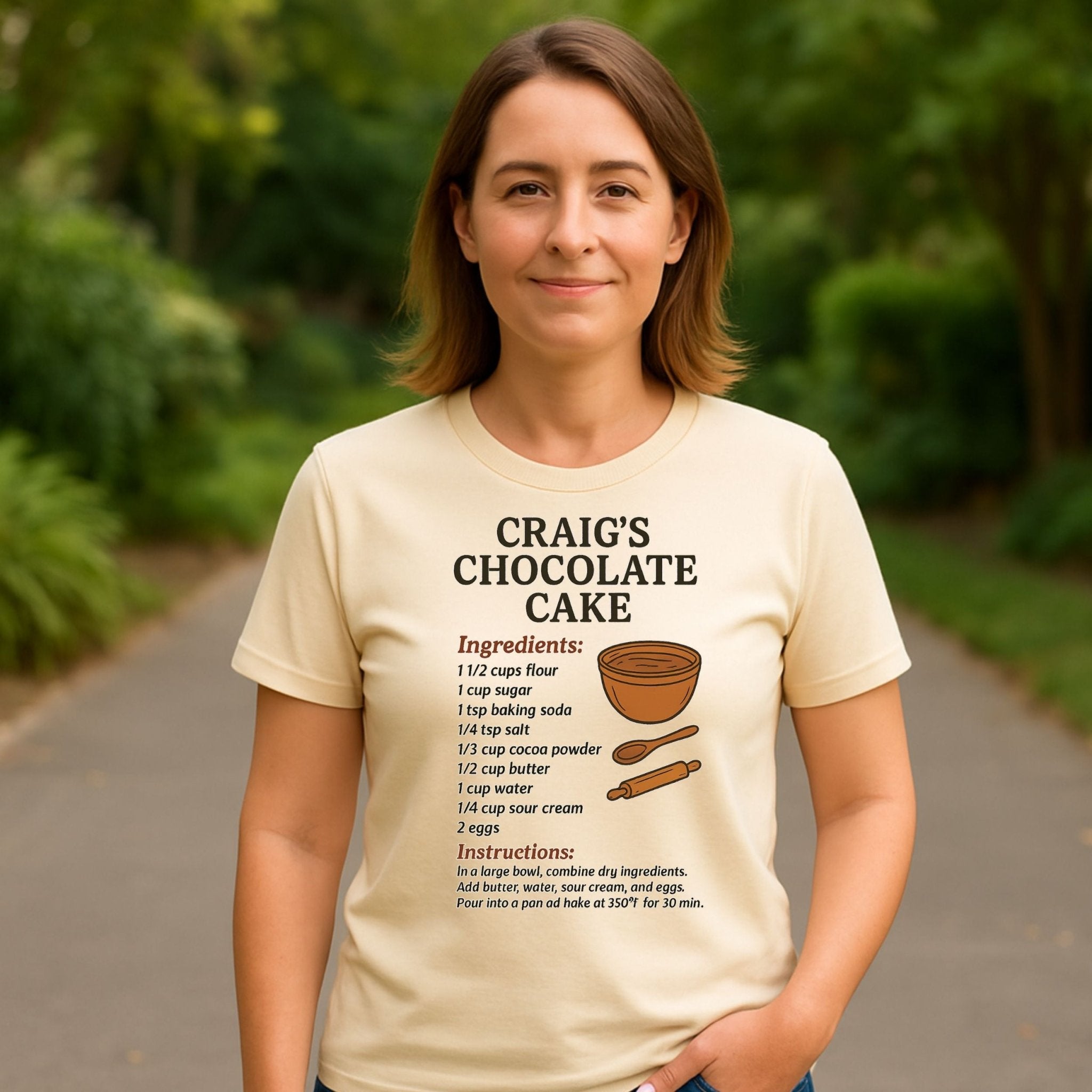 Craig’s Chocolate Cake Tee, Funny Recipe Card T-Shirt, Retro Baking Top - Craig Michael Design