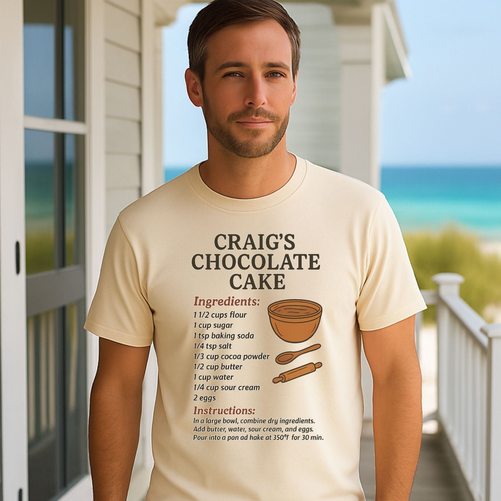 Craig’s Chocolate Cake Tee, Funny Recipe Card T-Shirt, Retro Baking Top - Craig Michael Design