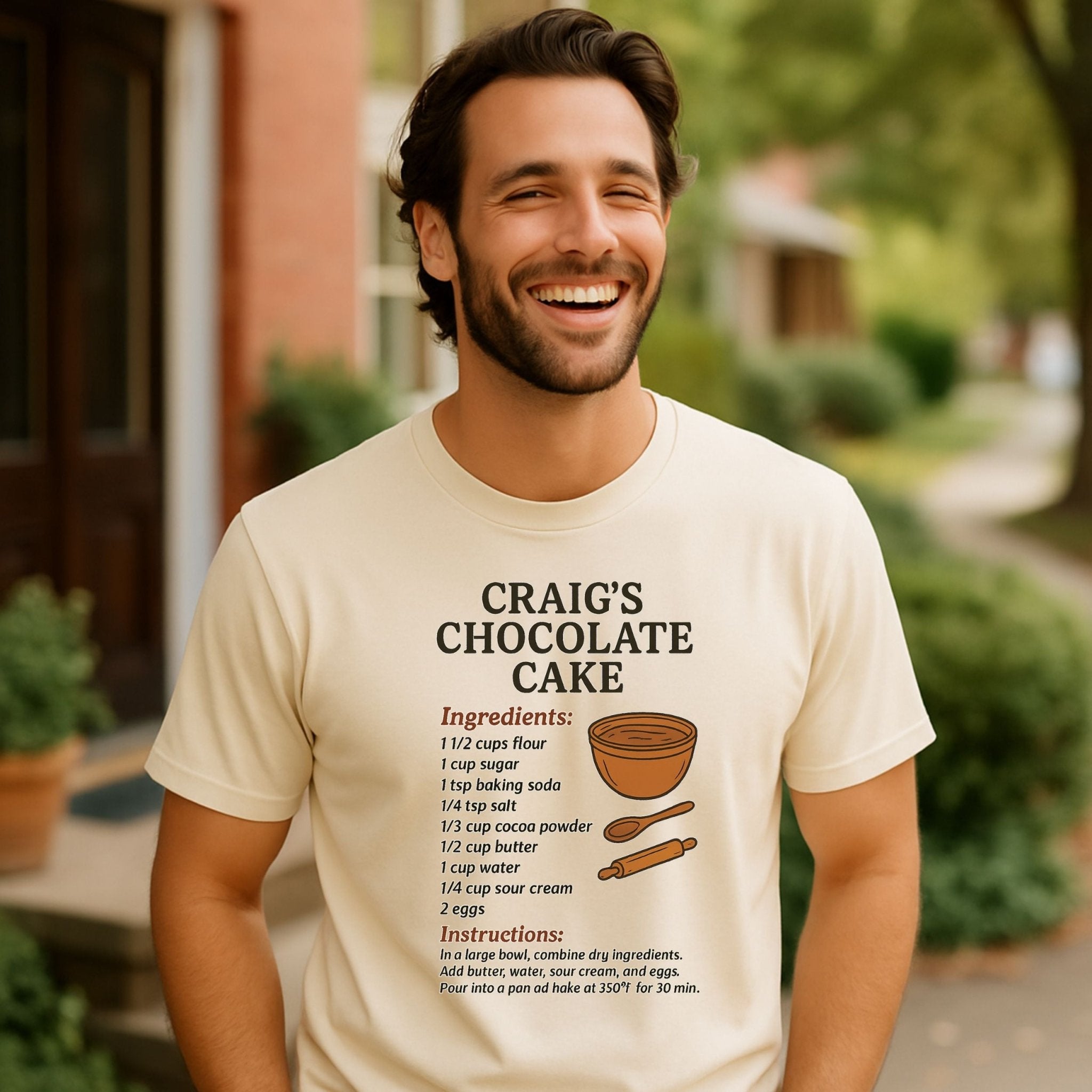 Craig’s Chocolate Cake Tee, Funny Recipe Card T-Shirt, Retro Baking Top - Craig Michael Design