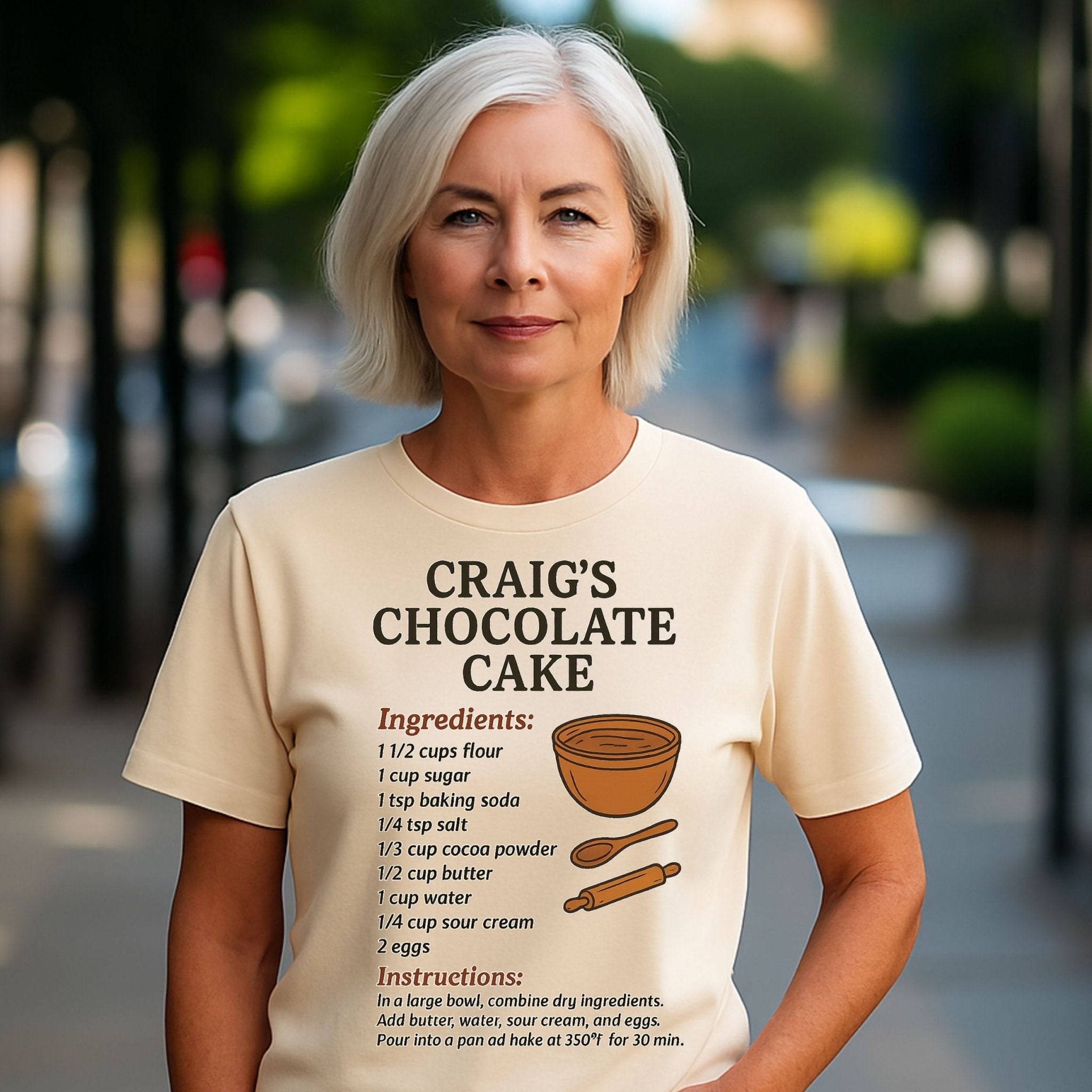 Craig’s Chocolate Cake Tee, Funny Recipe Card T-Shirt, Retro Baking Top - Craig Michael Design