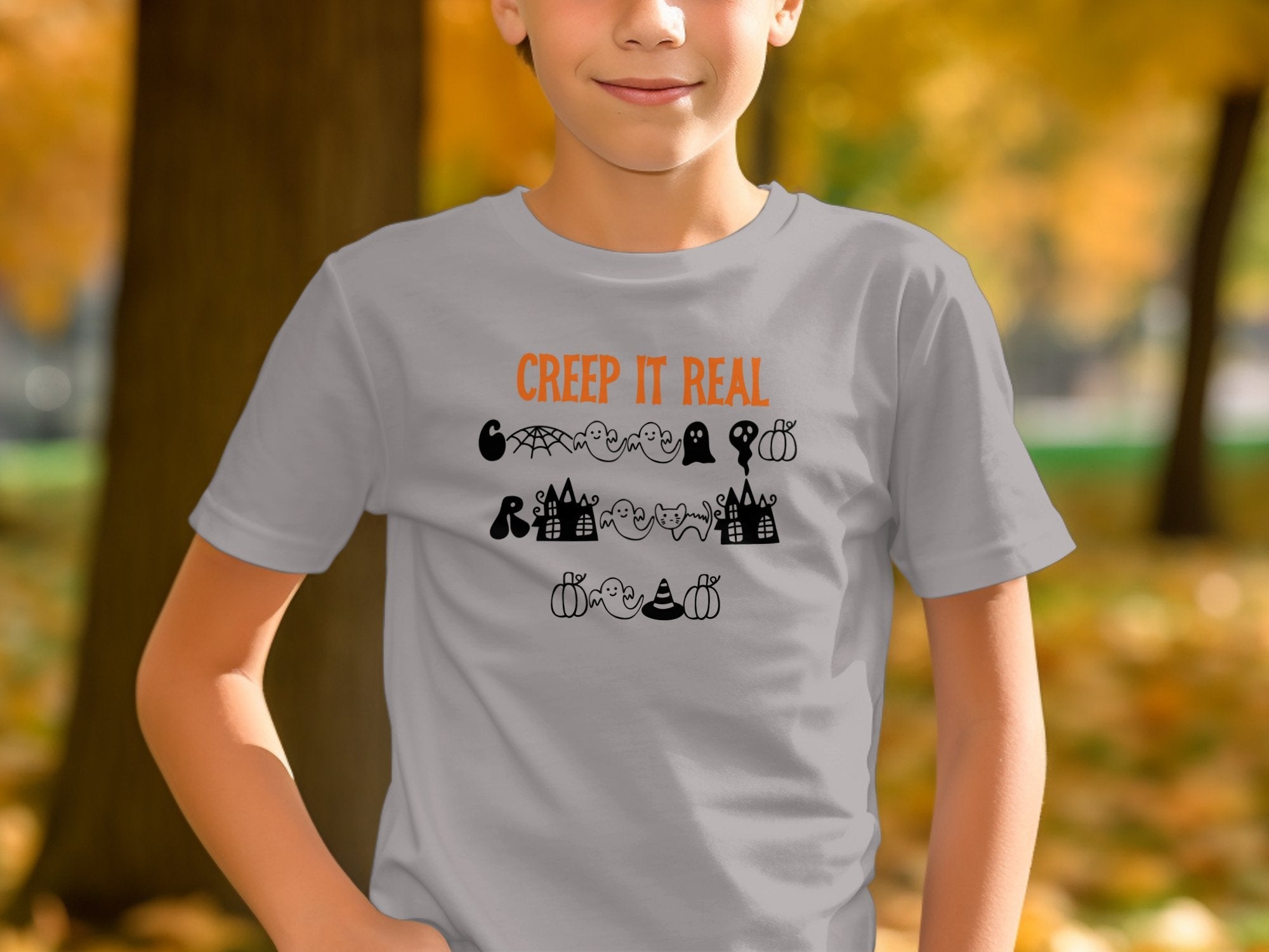 Creep It Real T-Shirt, Cute Halloween T-Shirt for Kids, Ghosts and Pumpkins T-Shirt, Fun Halloween Party T-Shirt, Kid's Halloween Tee - Craig Michael Design