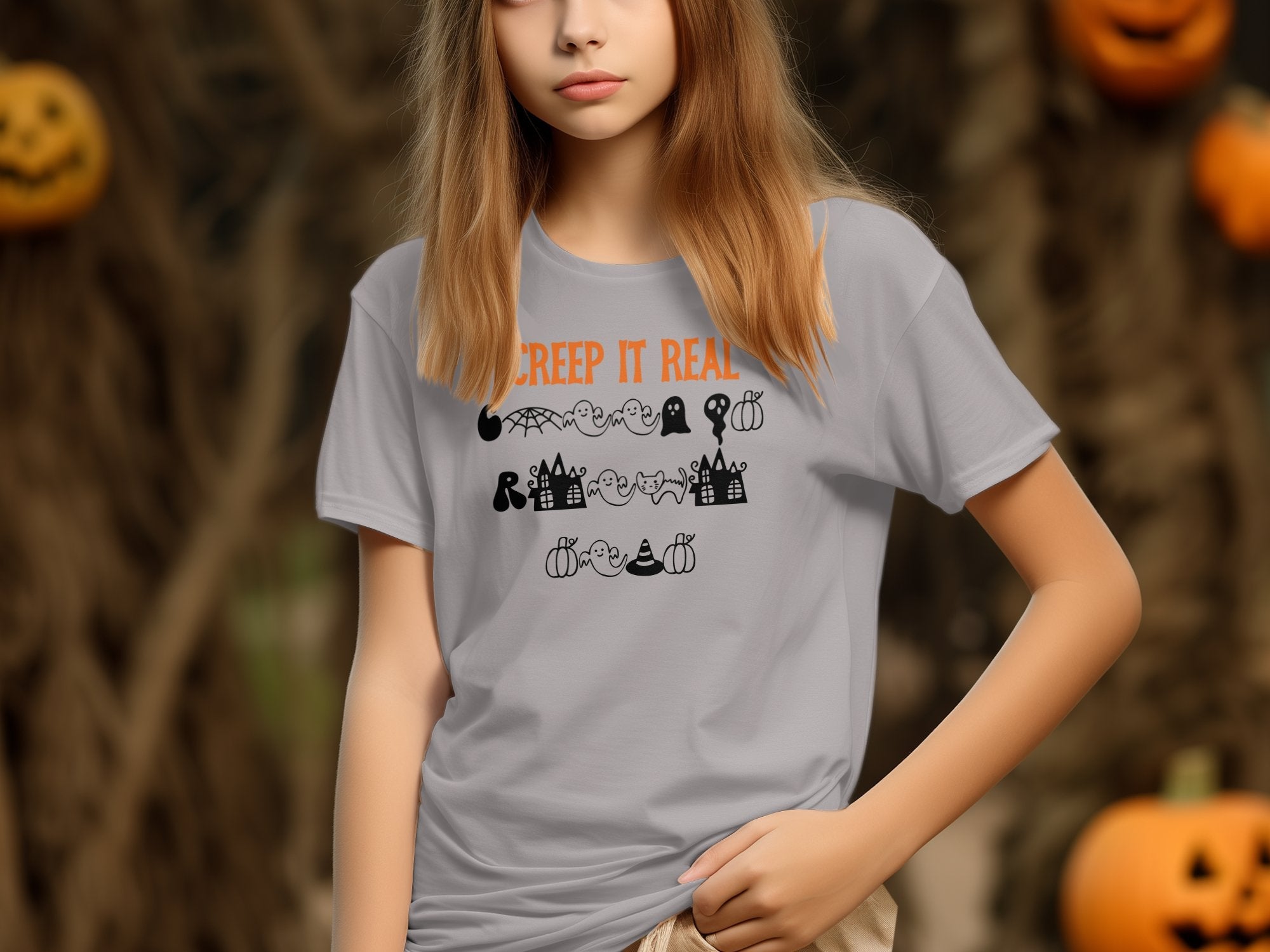 Creep It Real T-Shirt, Cute Halloween T-Shirt for Kids, Ghosts and Pumpkins T-Shirt, Fun Halloween Party T-Shirt, Kid's Halloween Tee - Craig Michael Design