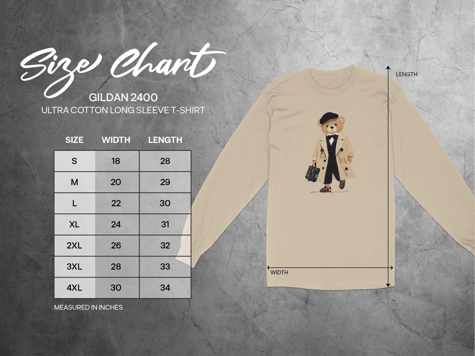 Cute Bear in Trench Coat Long Sleeve T-Shirt, Adorable Bear Illustration Shirt, Fashionable Bear Long Sleeve Tee, Cozy Cute T-Shirt - Craig Michael Design