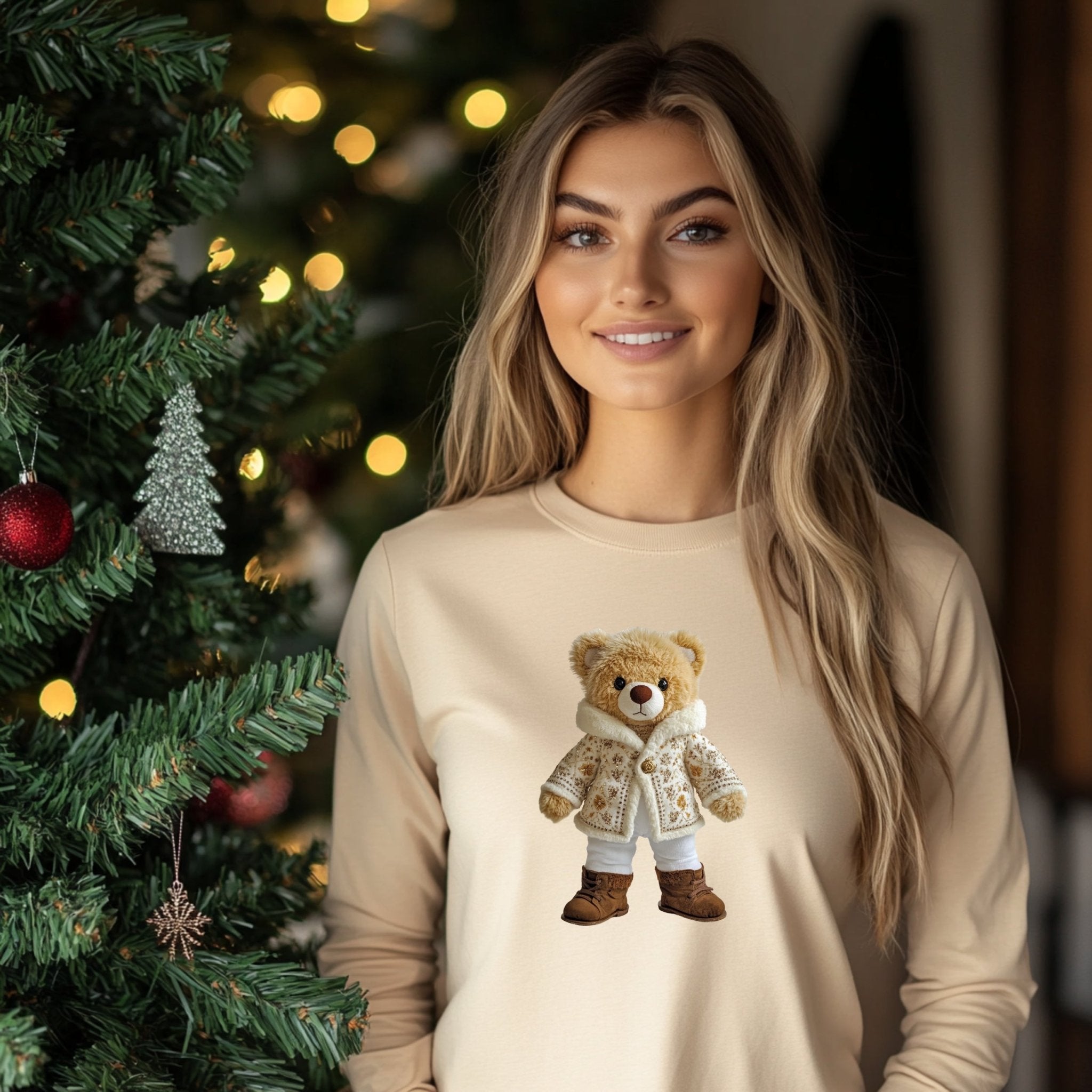 Cute Bear Print Long Sleeve T-Shirt, Adorable Bear Graphic Shirt, Cozy and Comfortable Long Sleeve Top, Fun and Stylish Clothing - Craig Michael Design