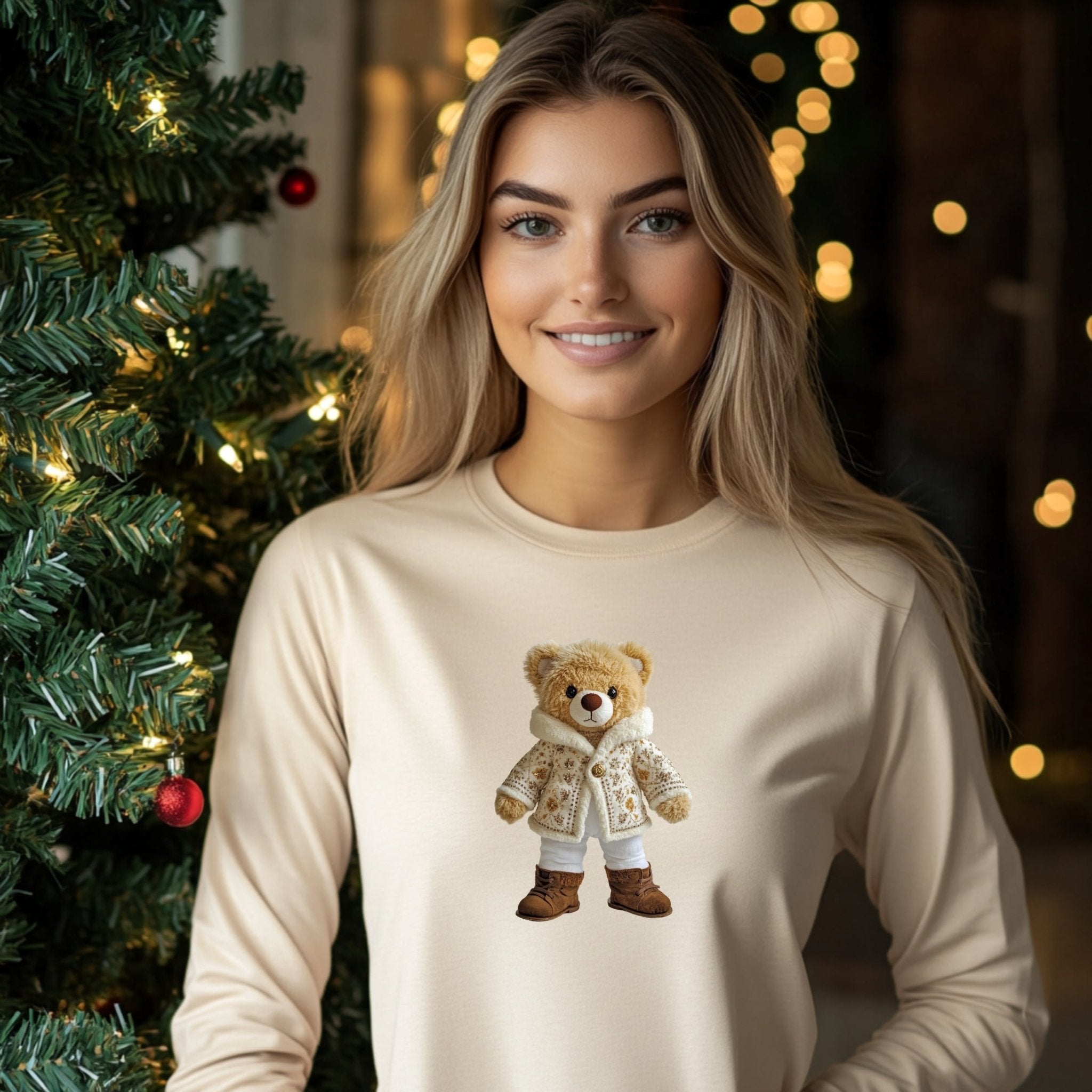 Cute Bear Print Long Sleeve T-Shirt, Adorable Bear Graphic Shirt, Cozy and Comfortable Long Sleeve Top, Fun and Stylish Clothing - Craig Michael Design