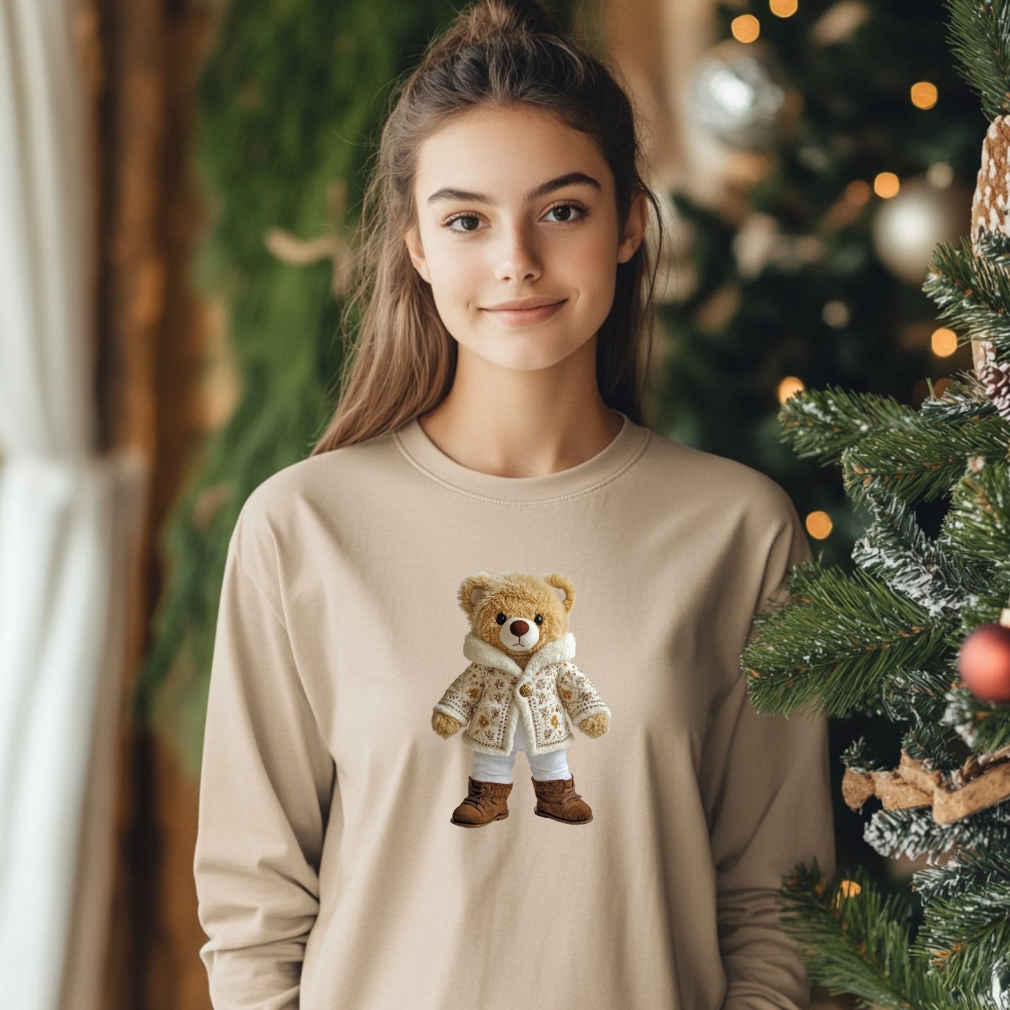 Cute Bear Print Long Sleeve T-Shirt, Adorable Bear Graphic Shirt, Cozy and Comfortable Long Sleeve Top, Fun and Stylish Clothing - Craig Michael Design