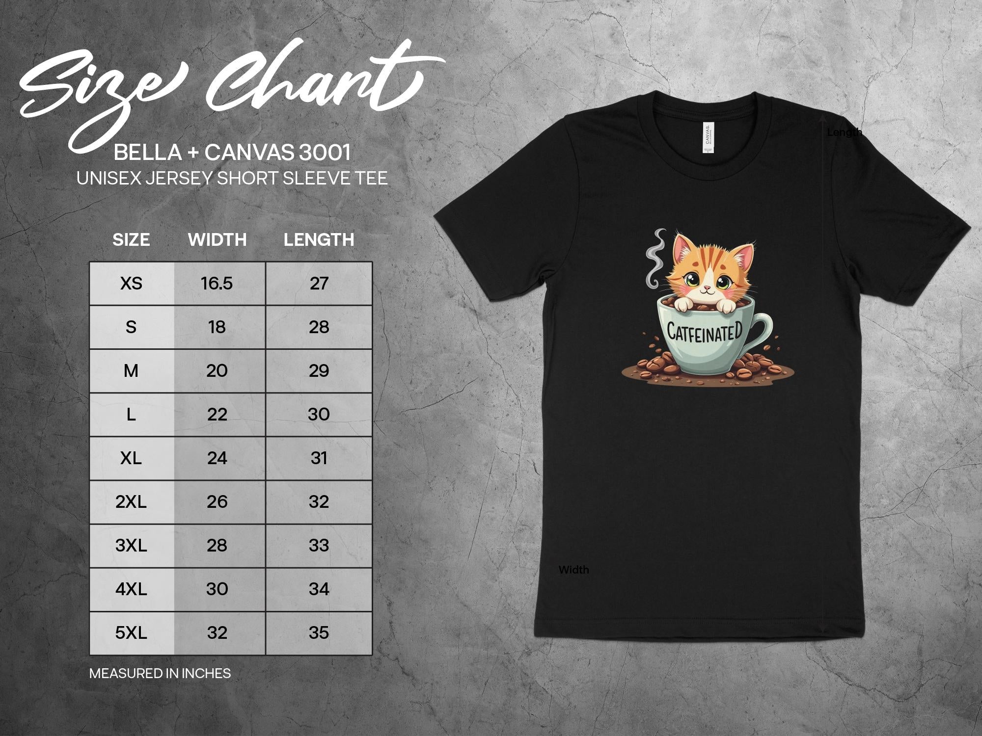 Cute Caffeinated Cat T-Shirt, Animal Lover Coffee Shirt, Fun Kitty Tee, Adorable Cat Mug Design, Unique Coffee Lover Gift - Craig Michael Design