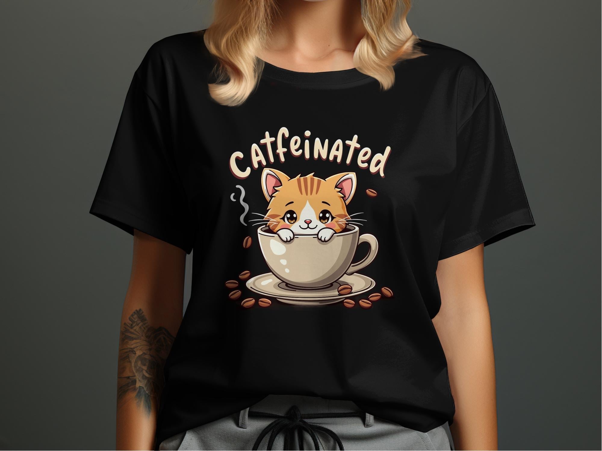 Cute Caffeinated Cat T-Shirt, Coffee Lover Gift Tee, Adorable Kitty in Coffee Mug Shirt, Funny Cat and Coffee Graphic Tee - Craig Michael Design