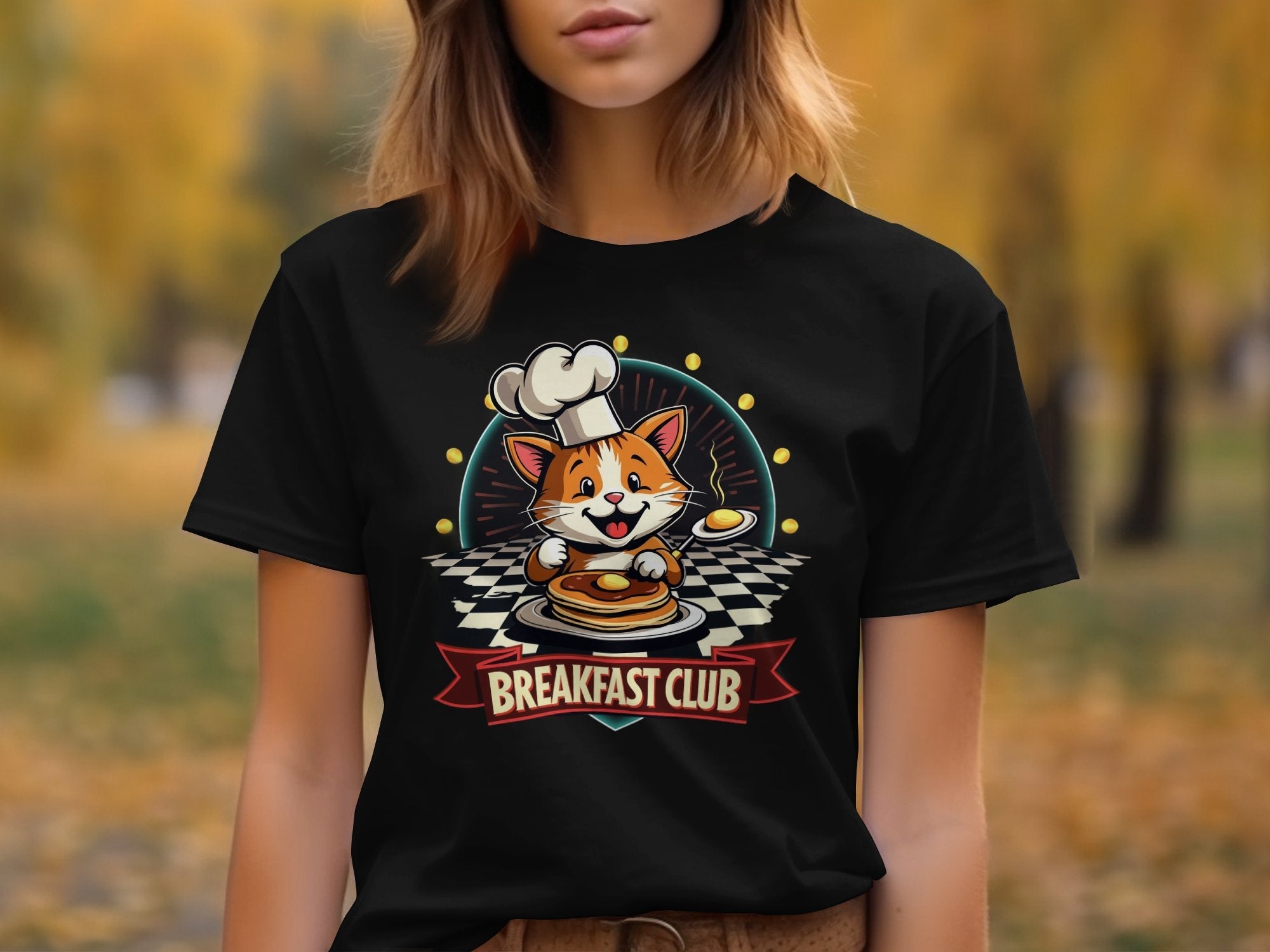 Cute Cat Breakfast Club T-Shirt, Fun Cat Chef Graphic Tee, Cat Lover Novelty T-Shirt, Pancake Cat Design, Breakfast Food Shirt - Craig Michael Design