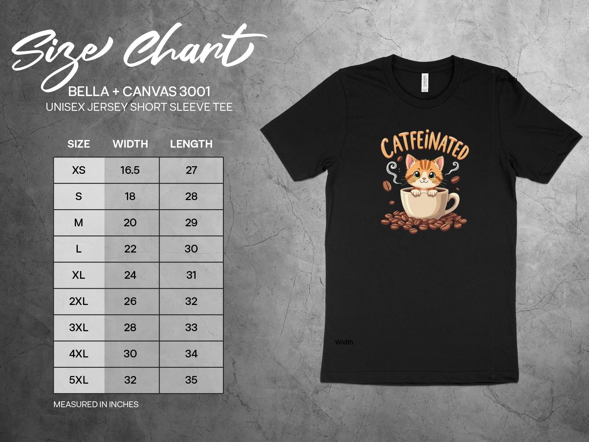 Cute Cat Coffee Lover T-Shirt, Catfeinated Coffee Cup Cat Tee, Kitty and Coffee Beans Graphic Shirt, Funny Cat Tee Gift - Craig Michael Design