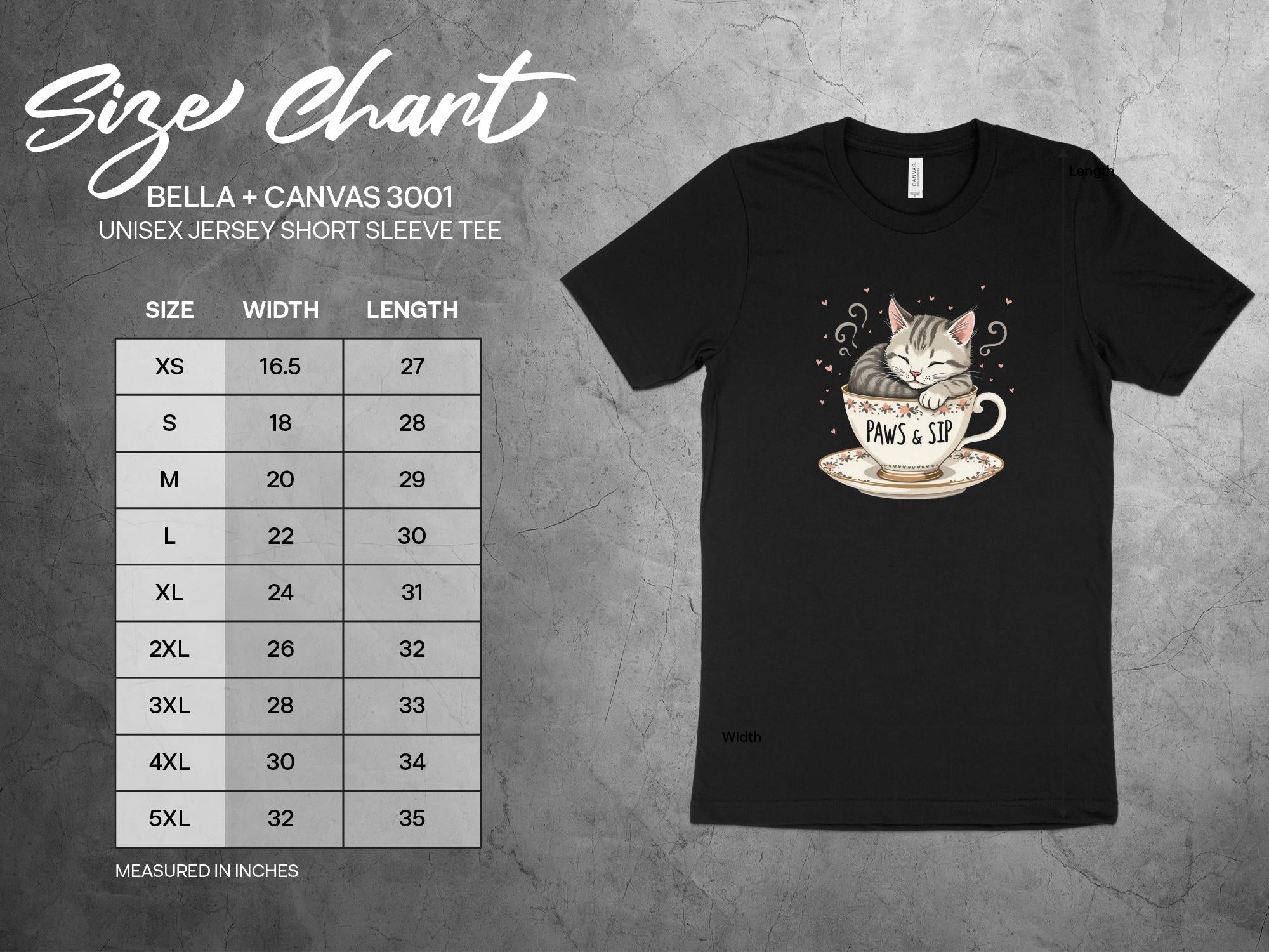 Cute Cat in Teacup T-Shirt, Paws And Sip Graphic Tee, Adorable Kitty Coffee Lovers Shirt, Fun Feline Lovers Gift Top - Craig Michael Design