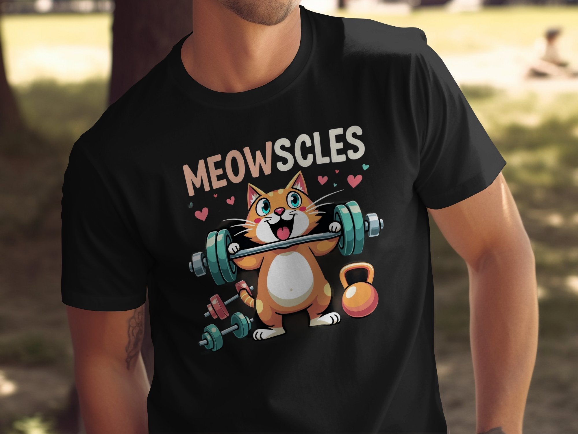 Cute Cat Weightlifting T-Shirt, Funny Meowscles Graphic Tee, Workout Fitness Cat Lover Shirt, Gym Enthusiast Gift, Kitty Gym Tee - Craig Michael Design