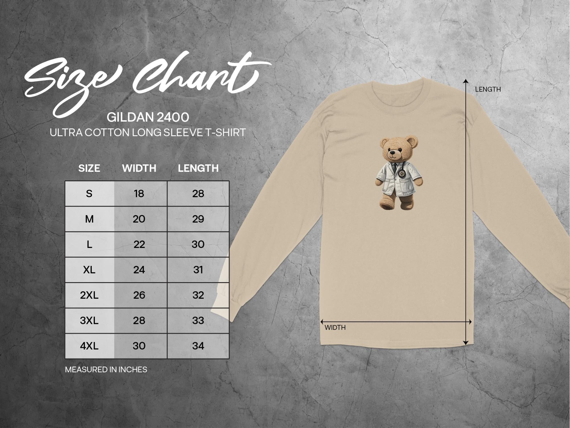 Cute Doctor Bear Long Sleeve T-Shirt, Adorable Animal Cartoon Shirt, Fun Gifts for Medical Professionals, Casual Cute Animal Tee - Craig Michael Design