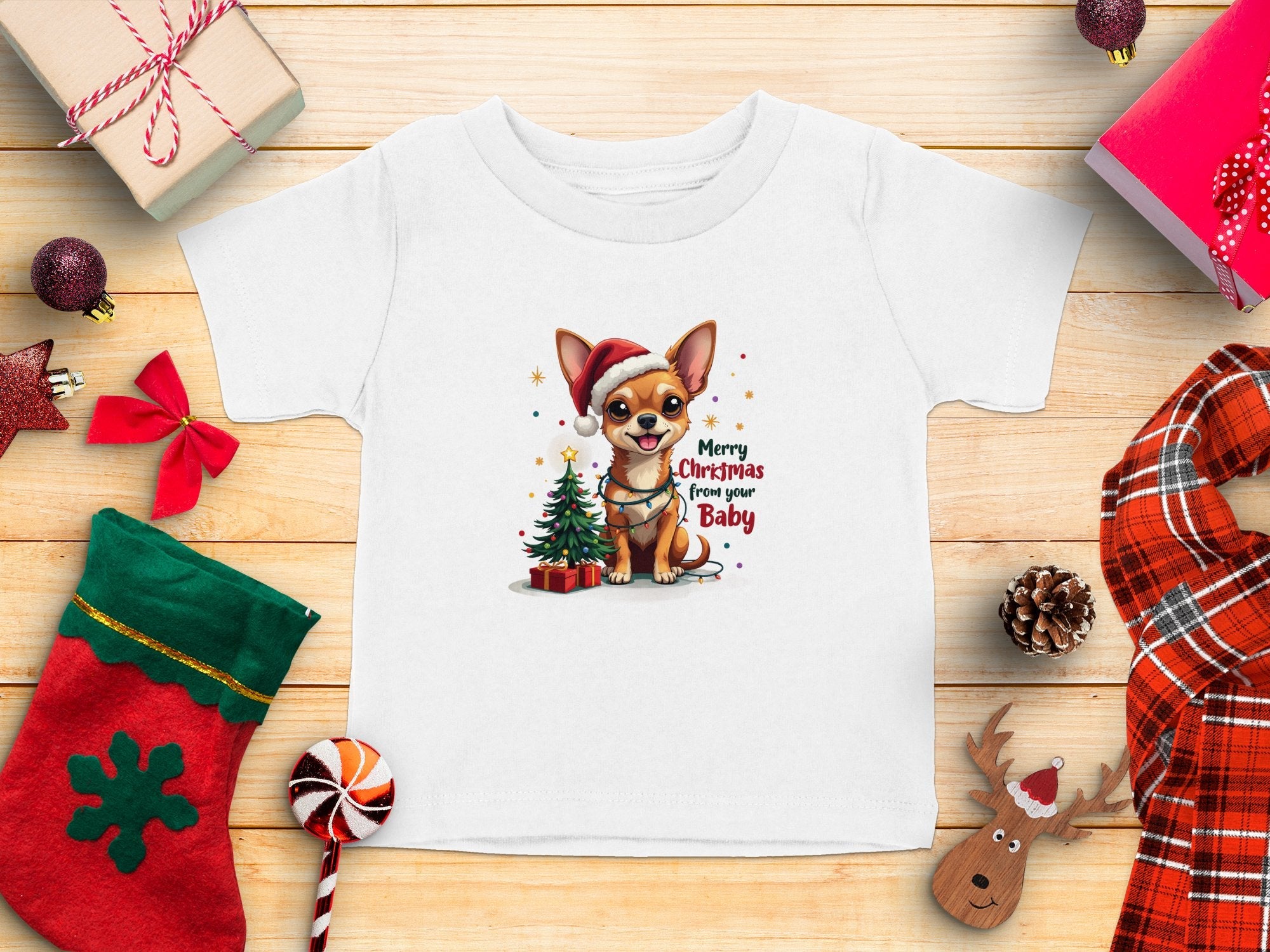 Cute Merry Christmas Chihuahua Shirt, Dog Lover Gift, Festive Chihuahua T-Shirt, Adorable Chihuahua Under Tree, Holiday Pet Tee - Craig Michael Design