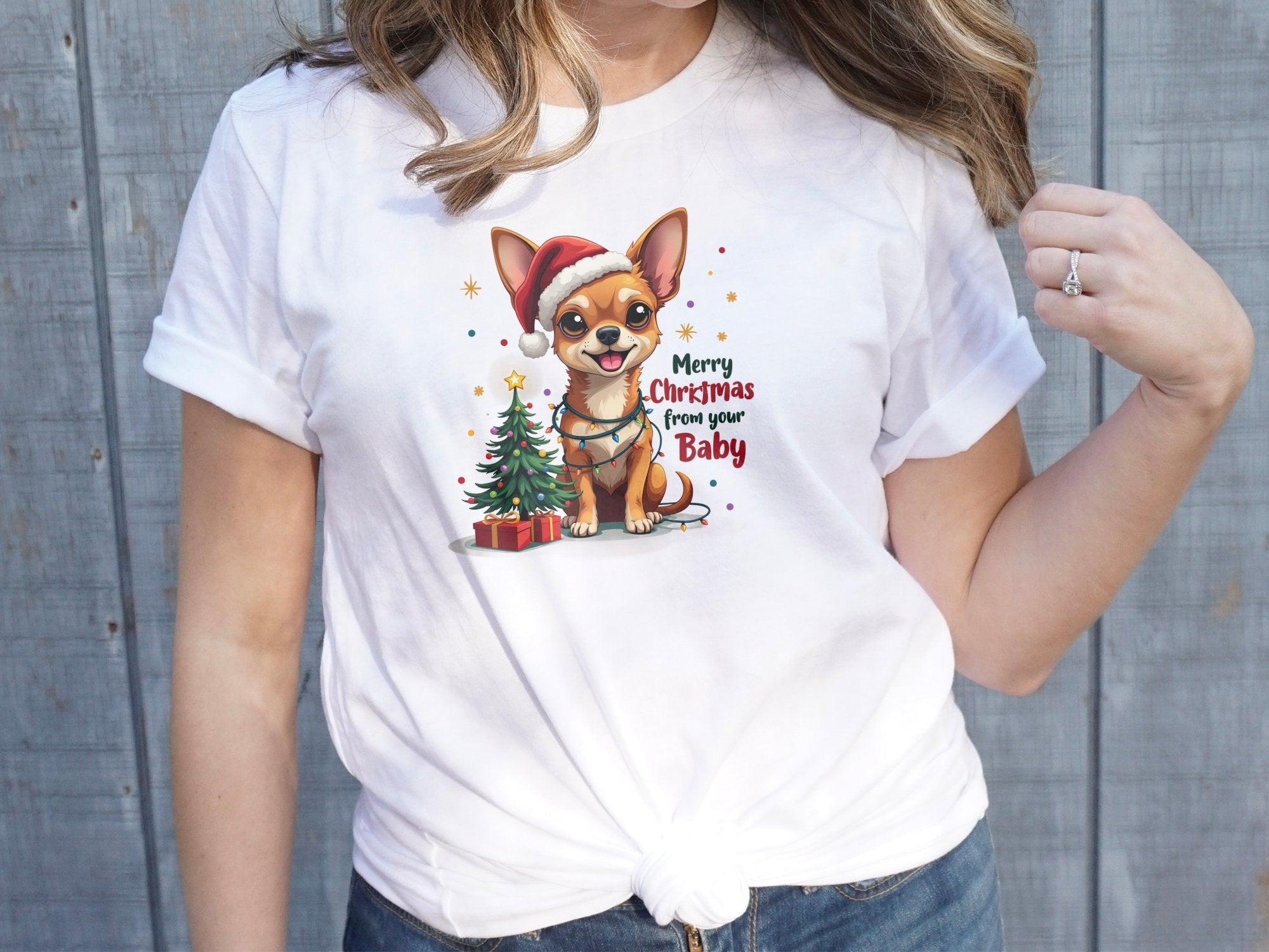 Cute Merry Christmas Chihuahua Shirt, Dog Lover Gift, Festive Chihuahua T-Shirt, Adorable Chihuahua Under Tree, Holiday Pet Tee - Craig Michael Design