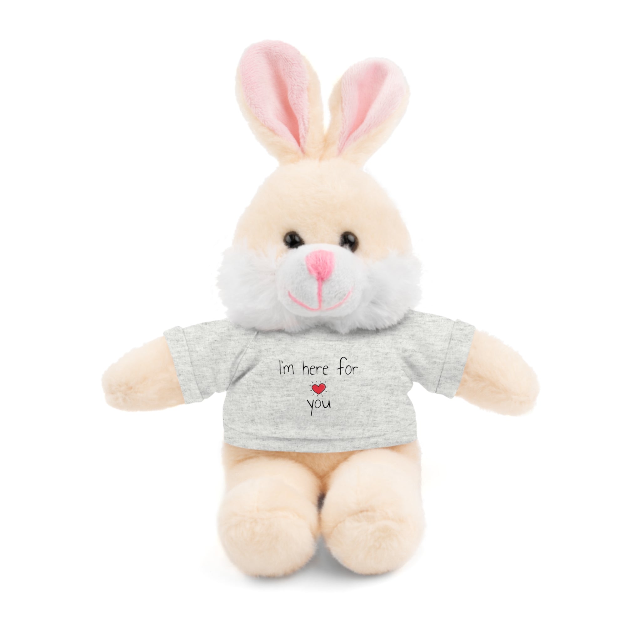 Cute Stuffed Toy with Heart T-Shirt, I Am Here For You Bear, Comfort Plushie for Kids, Soft Cuddly Animal Toy, Gift for Loved Ones - Craig Michael Design