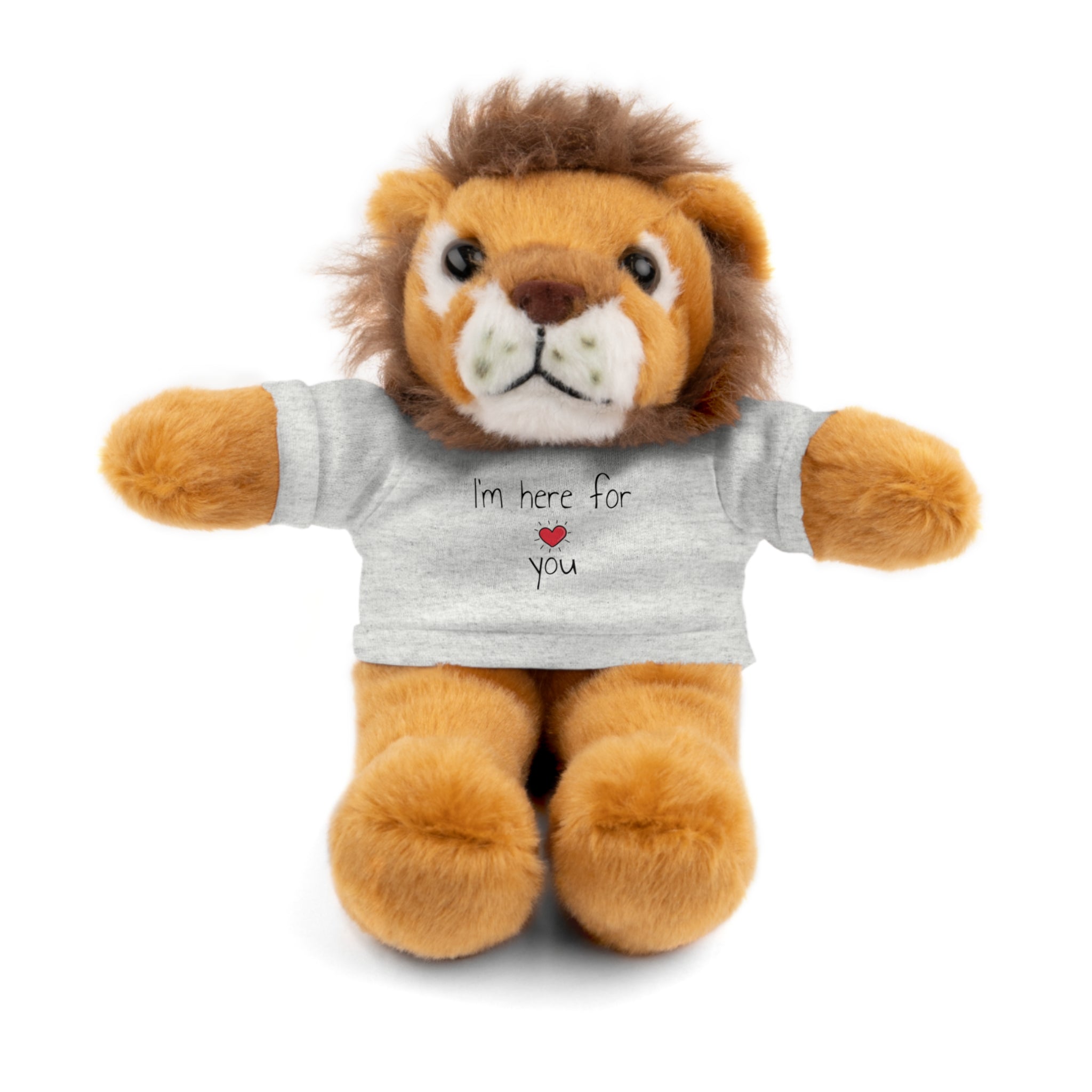 Cute Stuffed Toy with Heart T-Shirt, I Am Here For You Bear, Comfort Plushie for Kids, Soft Cuddly Animal Toy, Gift for Loved Ones - Craig Michael Design