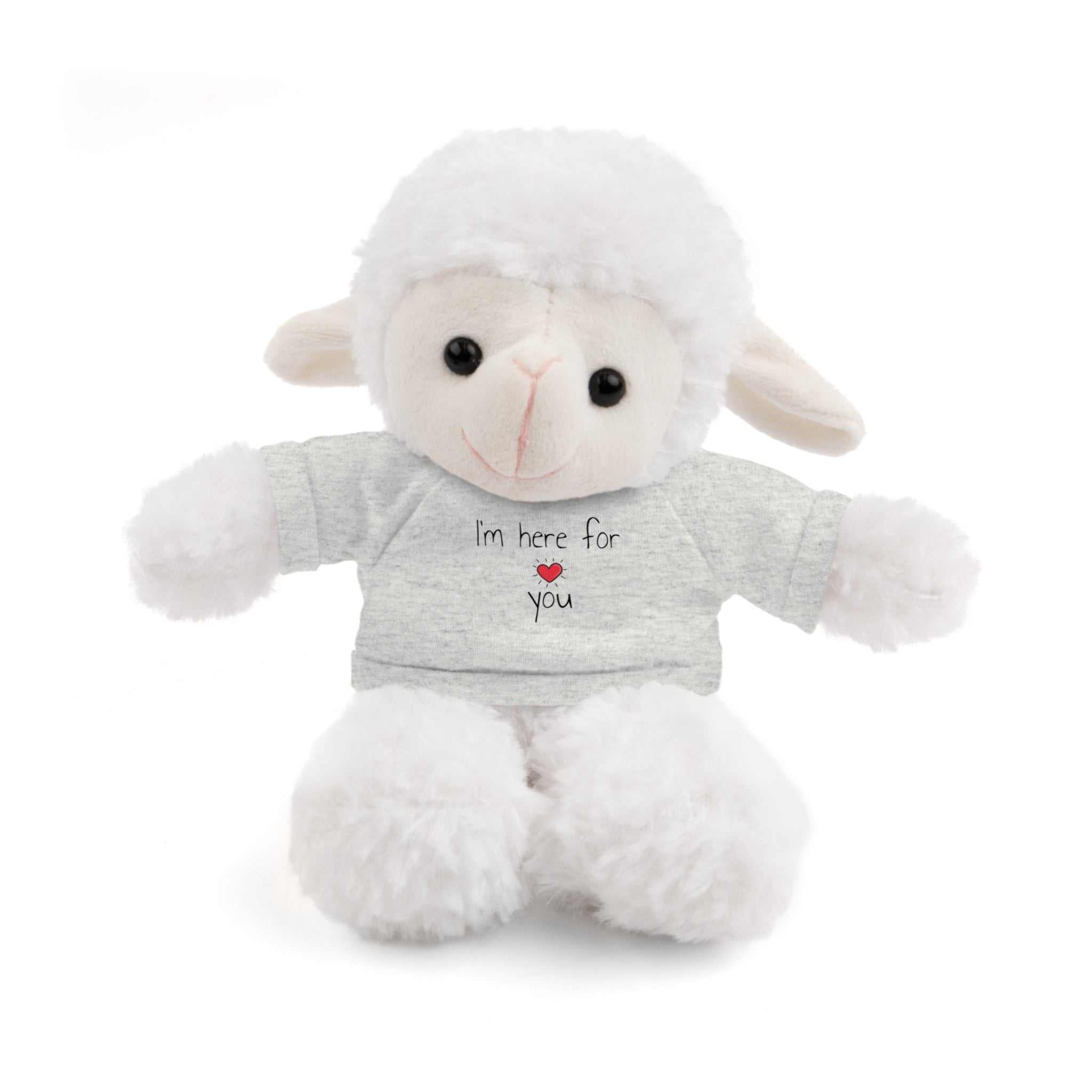 Cute Stuffed Toy with Heart T-Shirt, I Am Here For You Bear, Comfort Plushie for Kids, Soft Cuddly Animal Toy, Gift for Loved Ones - Craig Michael Design