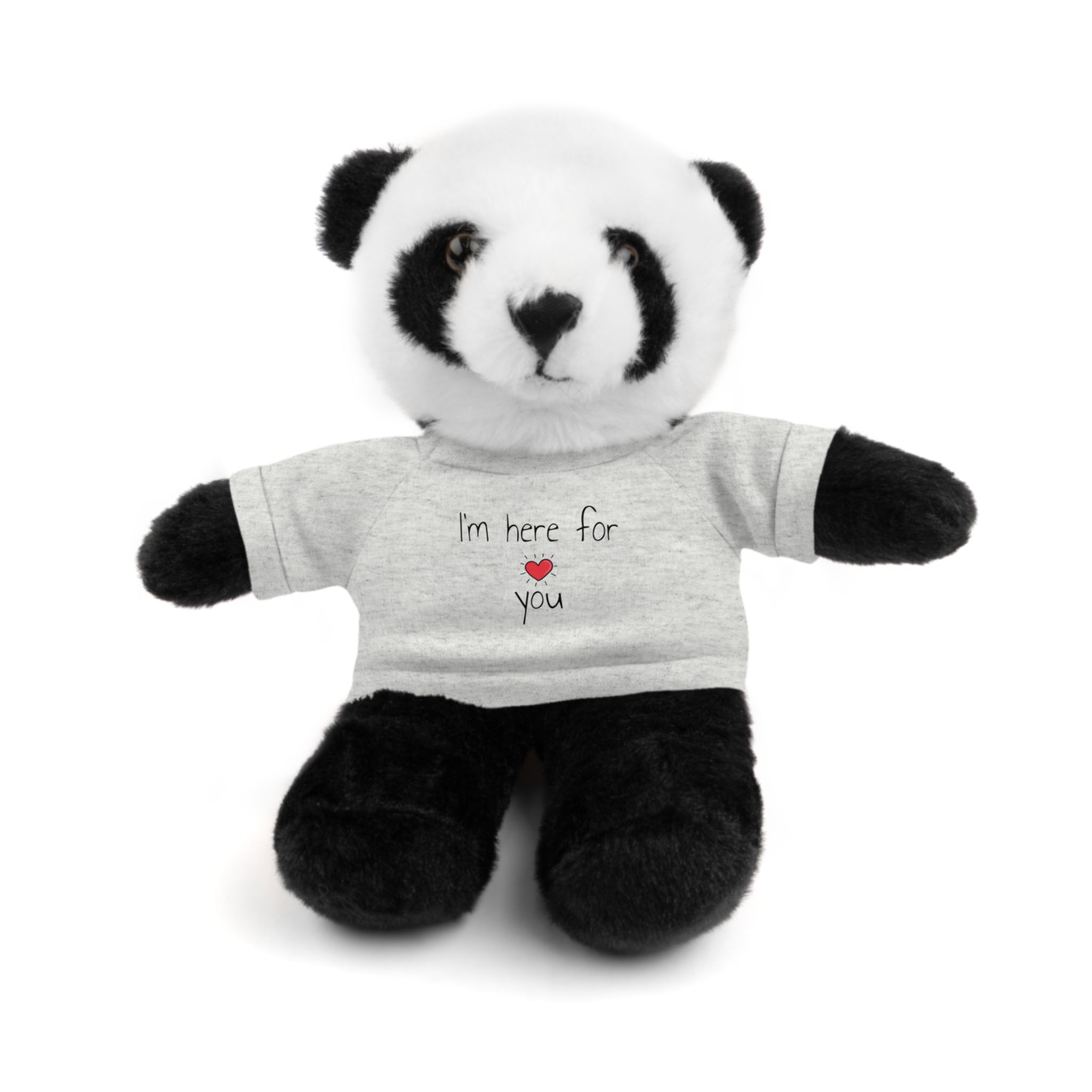 Cute Stuffed Toy with Heart T-Shirt, I Am Here For You Bear, Comfort Plushie for Kids, Soft Cuddly Animal Toy, Gift for Loved Ones - Craig Michael Design