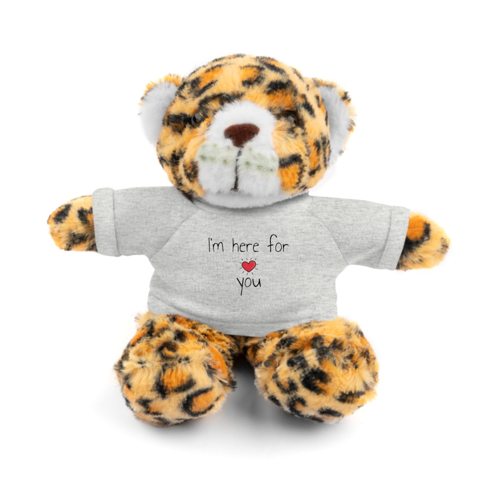 Cute Stuffed Toy with Heart T-Shirt, I Am Here For You Bear, Comfort Plushie for Kids, Soft Cuddly Animal Toy, Gift for Loved Ones - Craig Michael Design