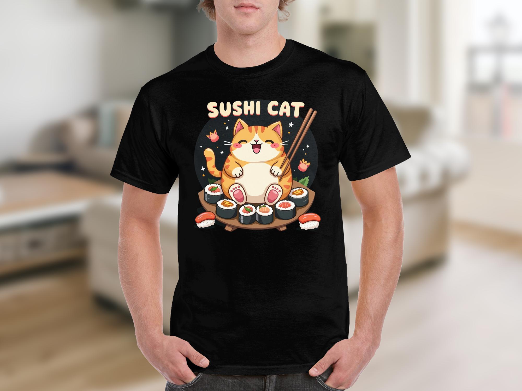 Cute Sushi Cat T-Shirt, Adorable Cat Eating Sushi Tee, Funny Kawaii Cat Shirt, Japanese Food Lover Gift, Cute Sushi Graphic Tee - Craig Michael Design