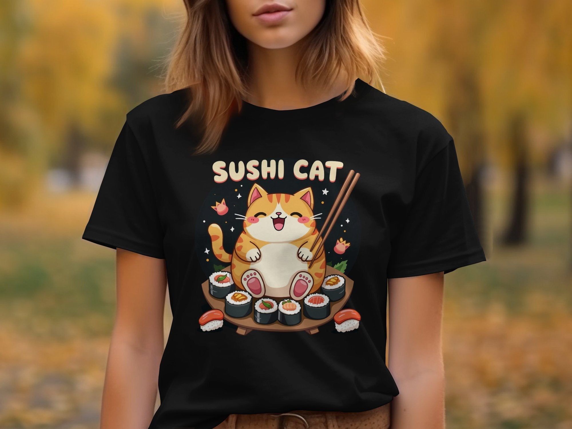 Cute Sushi Cat T-Shirt, Adorable Cat Eating Sushi Tee, Funny Kawaii Cat Shirt, Japanese Food Lover Gift, Cute Sushi Graphic Tee - Craig Michael Design