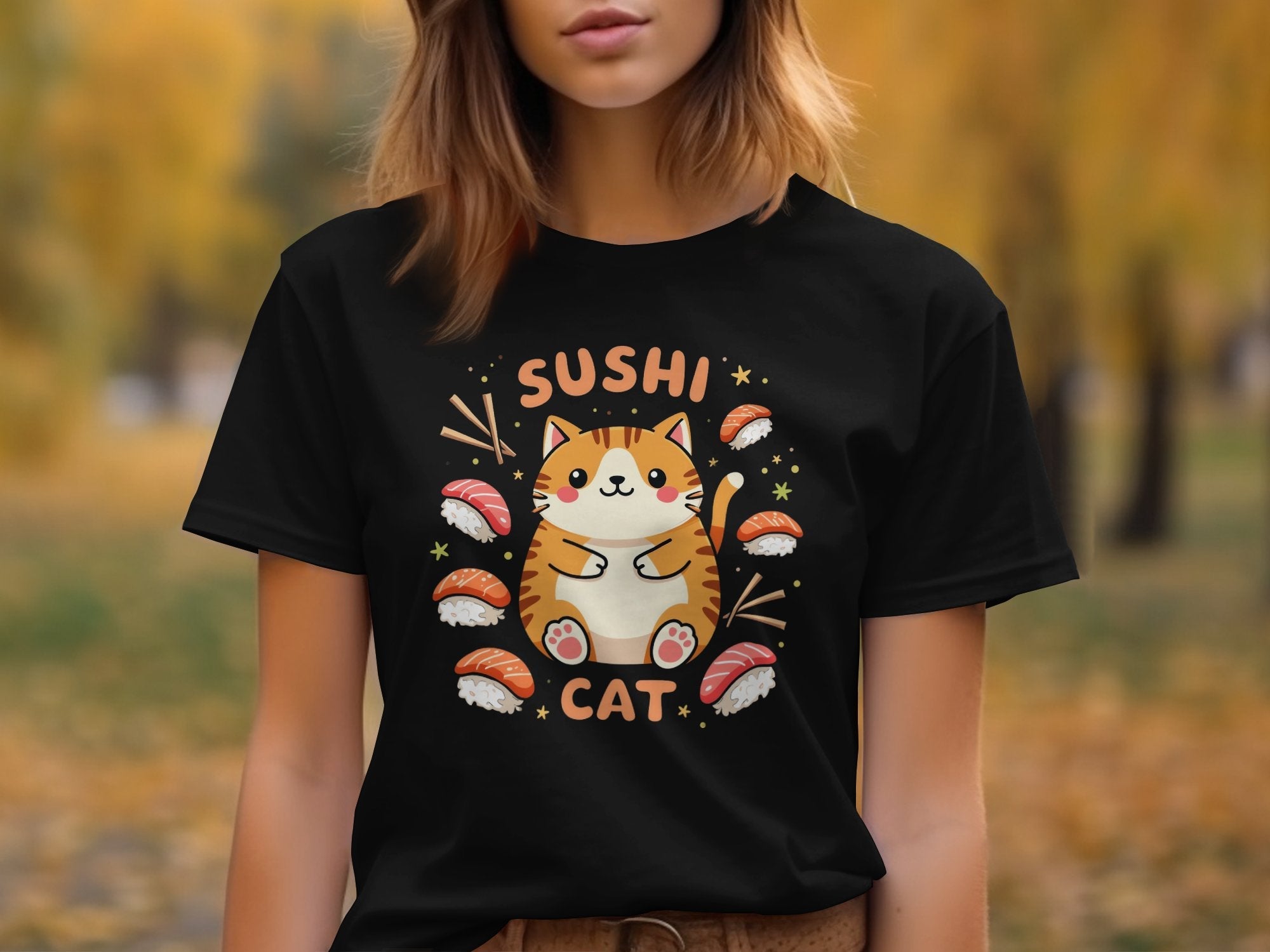 Cute Sushi Cat T-Shirt, Adorable Kawaii Cat Graphic Tee, Fun Sushi Lover Shirt, Unique Cat Lover Gift, Casual Wear, Trendy Print Top - Craig Michael Design