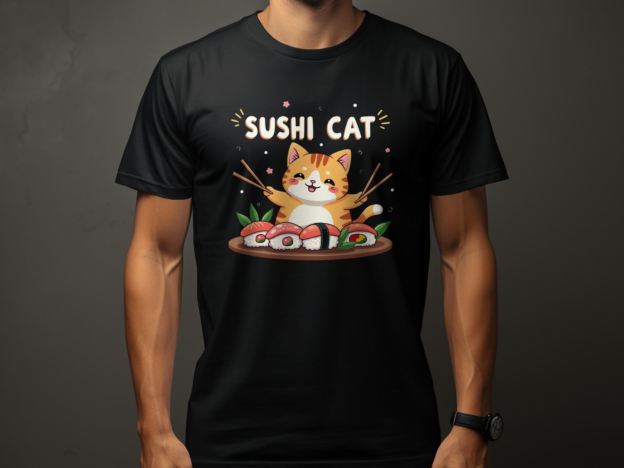 Cute Sushi Cat T-Shirt, Kawaii Animal Graphic Tee, Adorable Cartoon Cat and Sushi, Fun Food Lover Shirt, Cute T Shirt, Unique Gift Idea - Craig Michael Design