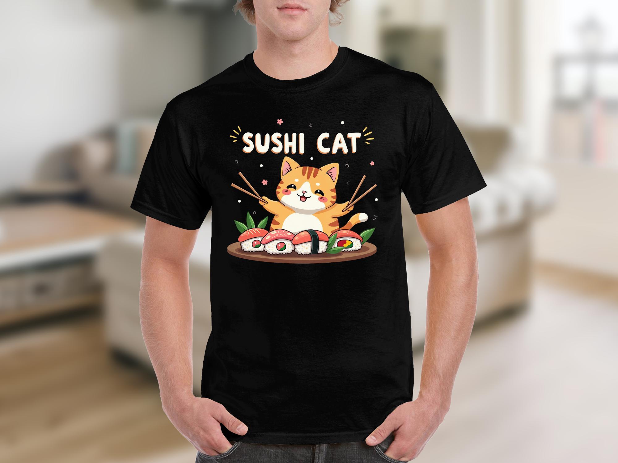 Cute Sushi Cat T-Shirt, Kawaii Animal Graphic Tee, Adorable Cartoon Cat and Sushi, Fun Food Lover Shirt, Cute T Shirt, Unique Gift Idea - Craig Michael Design