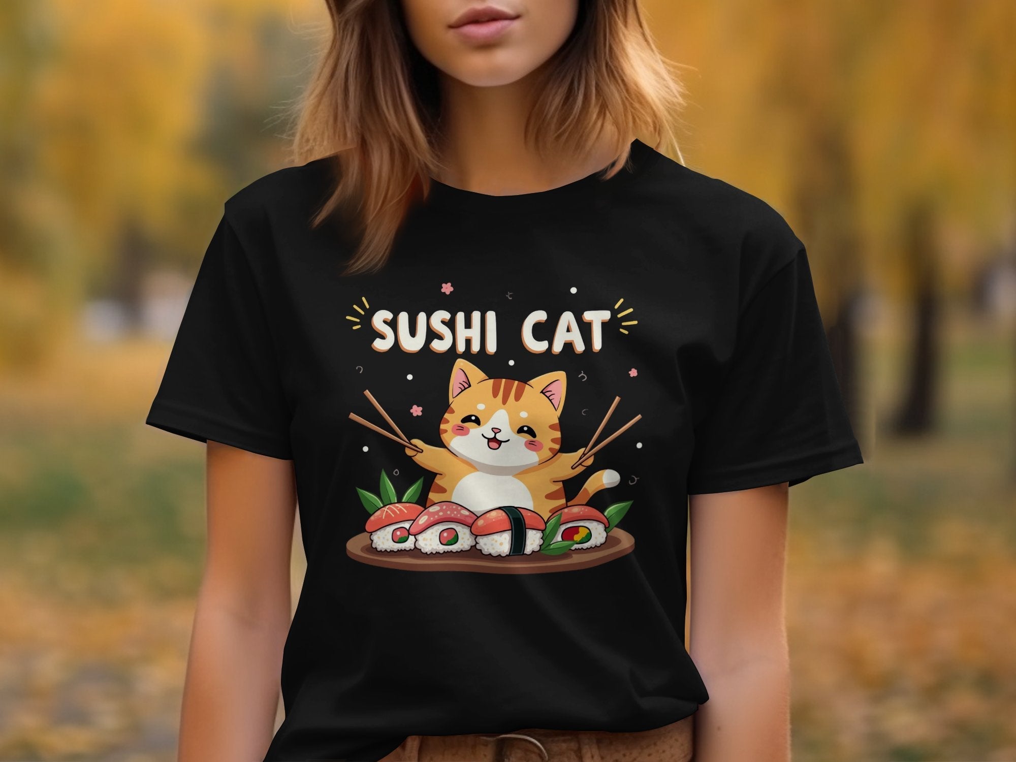 Cute Sushi Cat T-Shirt, Kawaii Animal Graphic Tee, Adorable Cartoon Cat and Sushi, Fun Food Lover Shirt, Cute T Shirt, Unique Gift Idea - Craig Michael Design