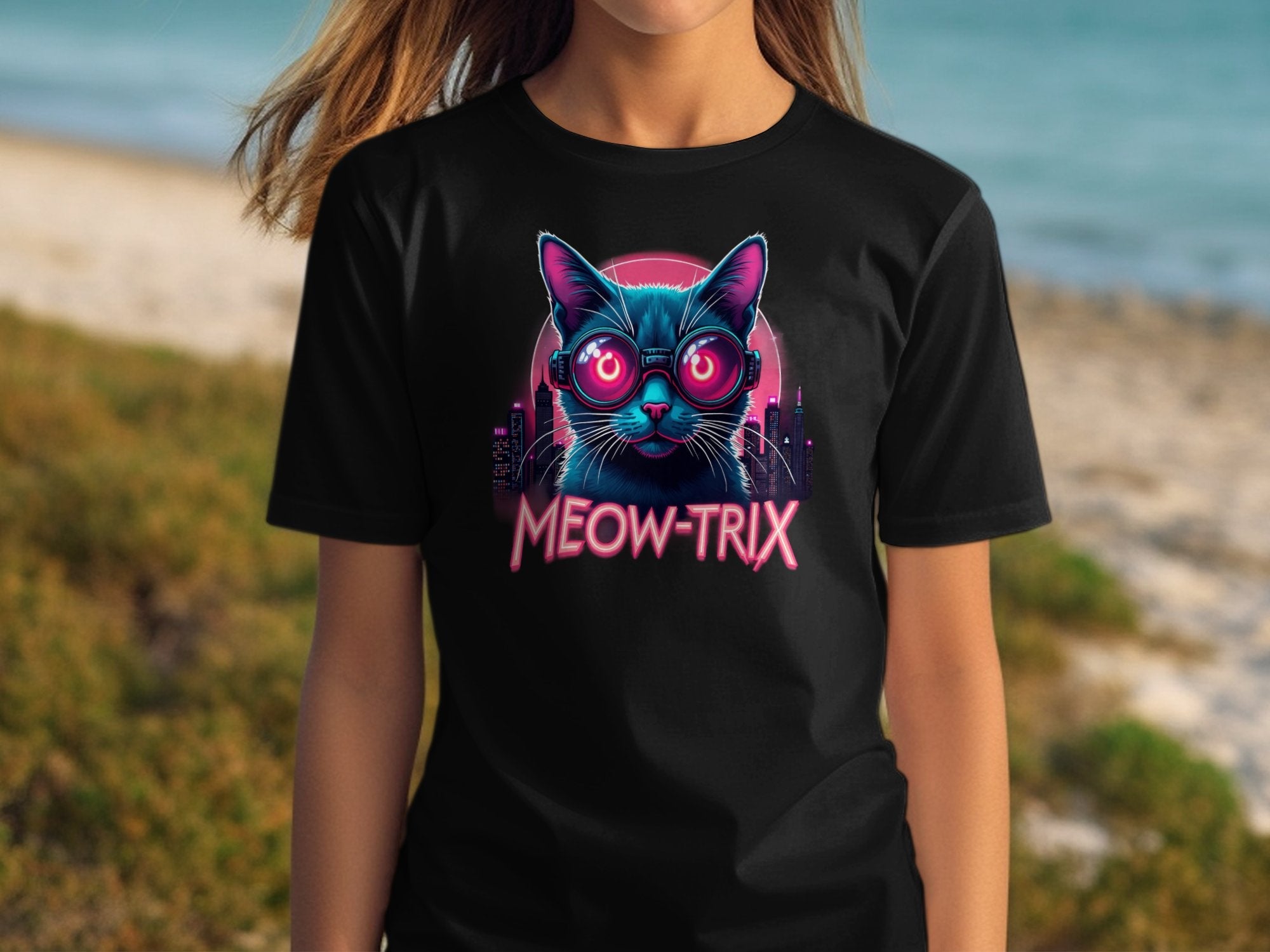 Cyberpunk Cat Graphic Tee, Meow - Trix Cat Shirt, Neon Cat T-Shirt, Cool Cat Art Tee, Cat Lover Gift, Funny Cat Tee, Graphic T-Shirt - Craig Michael Design