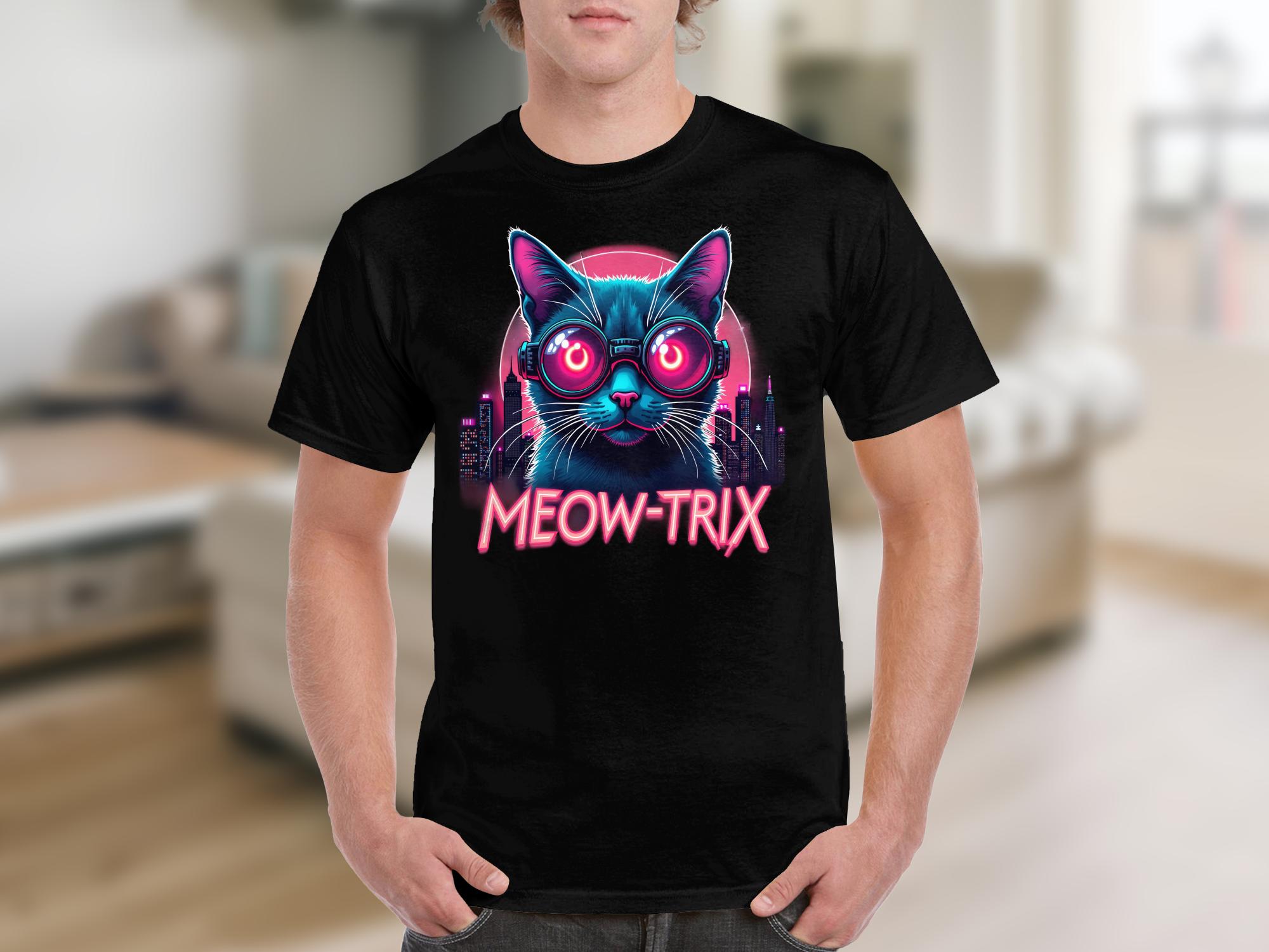 Cyberpunk Cat Graphic Tee, Meow - Trix Cat Shirt, Neon Cat T-Shirt, Cool Cat Art Tee, Cat Lover Gift, Funny Cat Tee, Graphic T-Shirt - Craig Michael Design