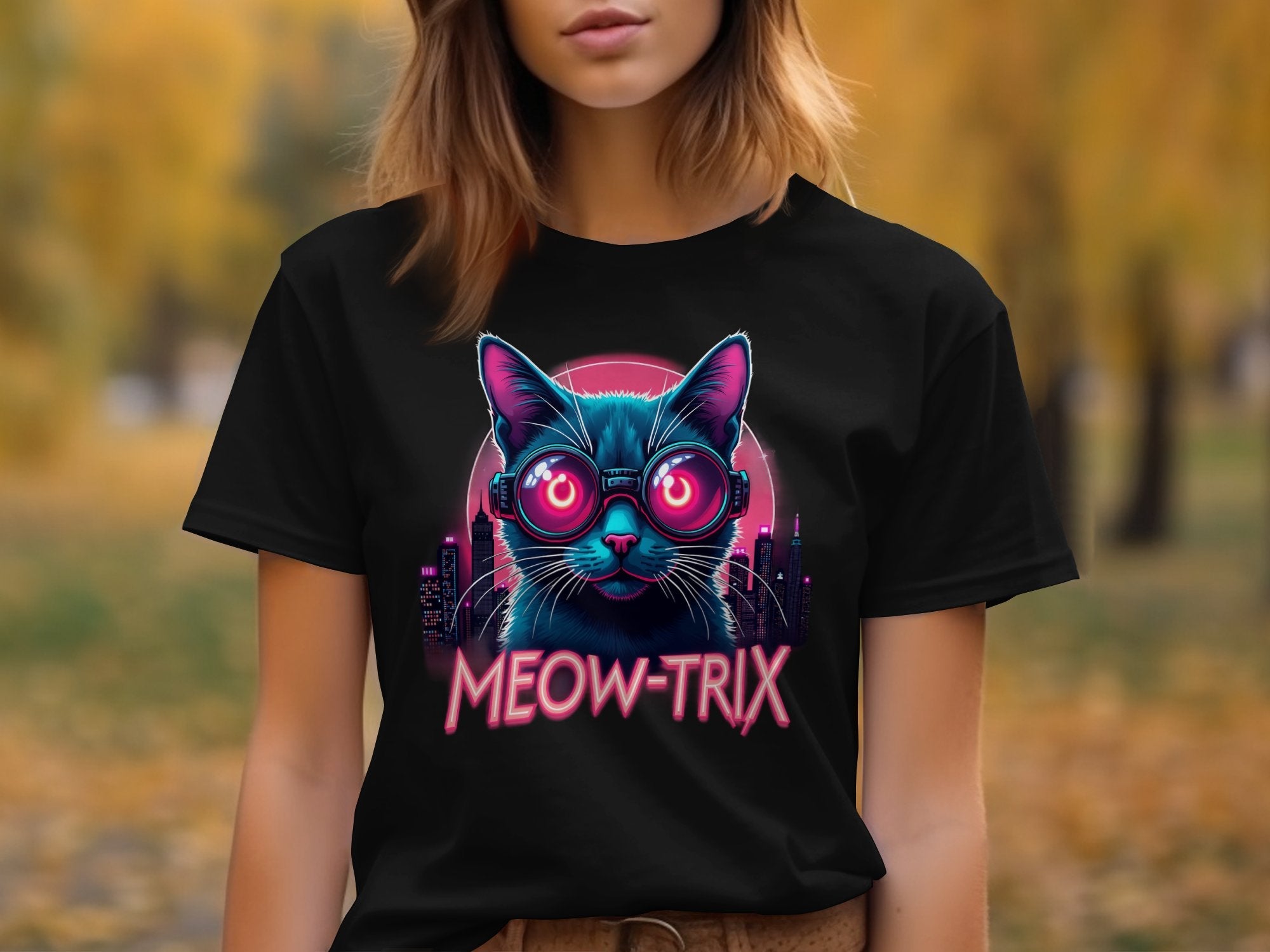 Cyberpunk Cat Graphic Tee, Meow - Trix Cat Shirt, Neon Cat T-Shirt, Cool Cat Art Tee, Cat Lover Gift, Funny Cat Tee, Graphic T-Shirt - Craig Michael Design