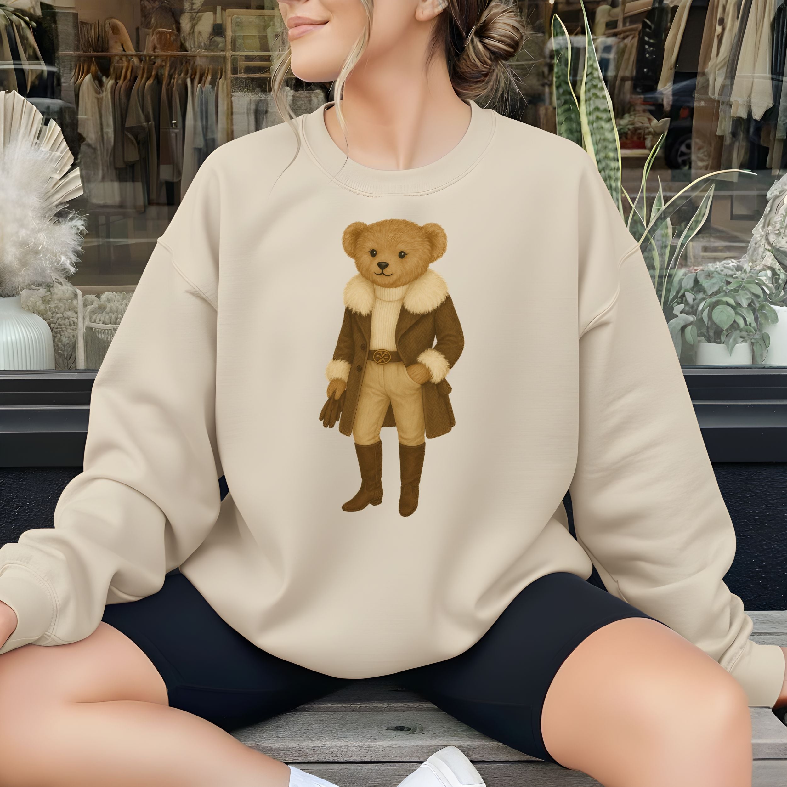 Trendy Oversized Sweatshirt with Adorable Teddy Print