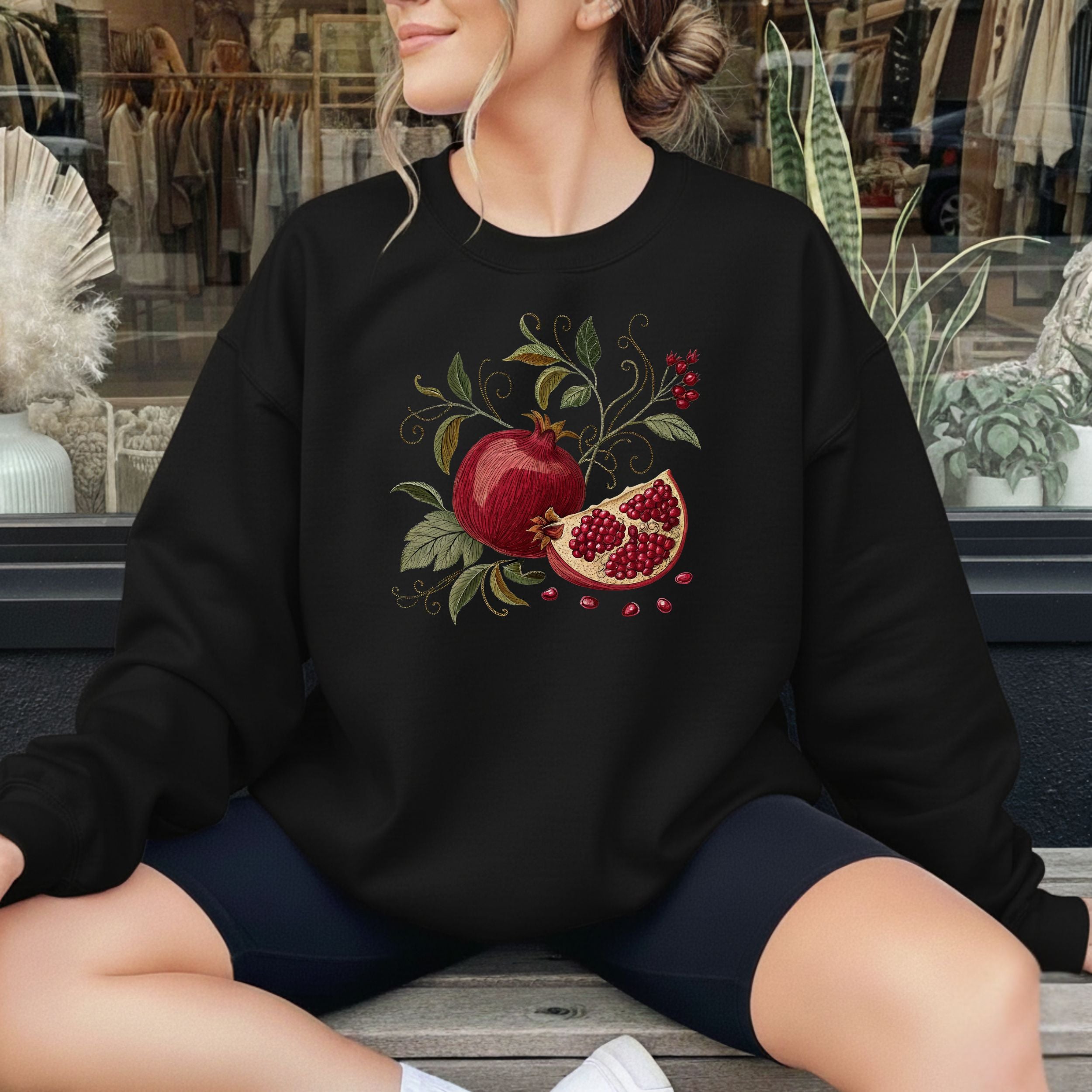 Pomegranate and Floral Design Sweatshirt