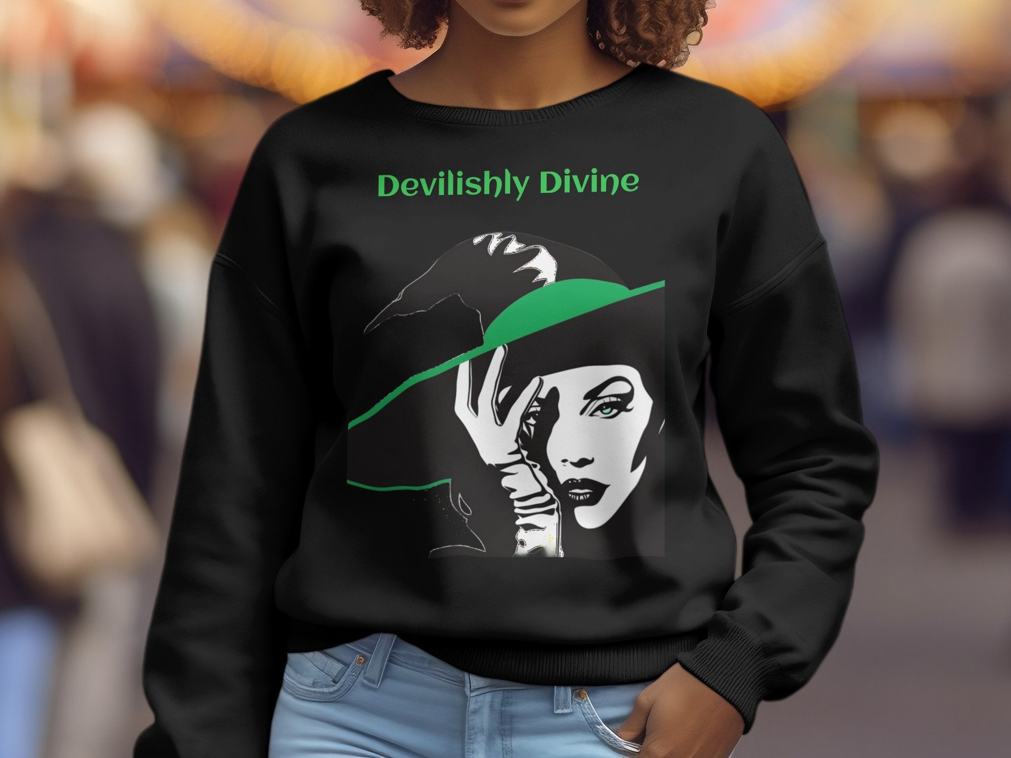 Devilishly Divine Long Sleeve Shirt, Perfect for Halloween Celebrations, Unique Witch Design - Craig Michael Design