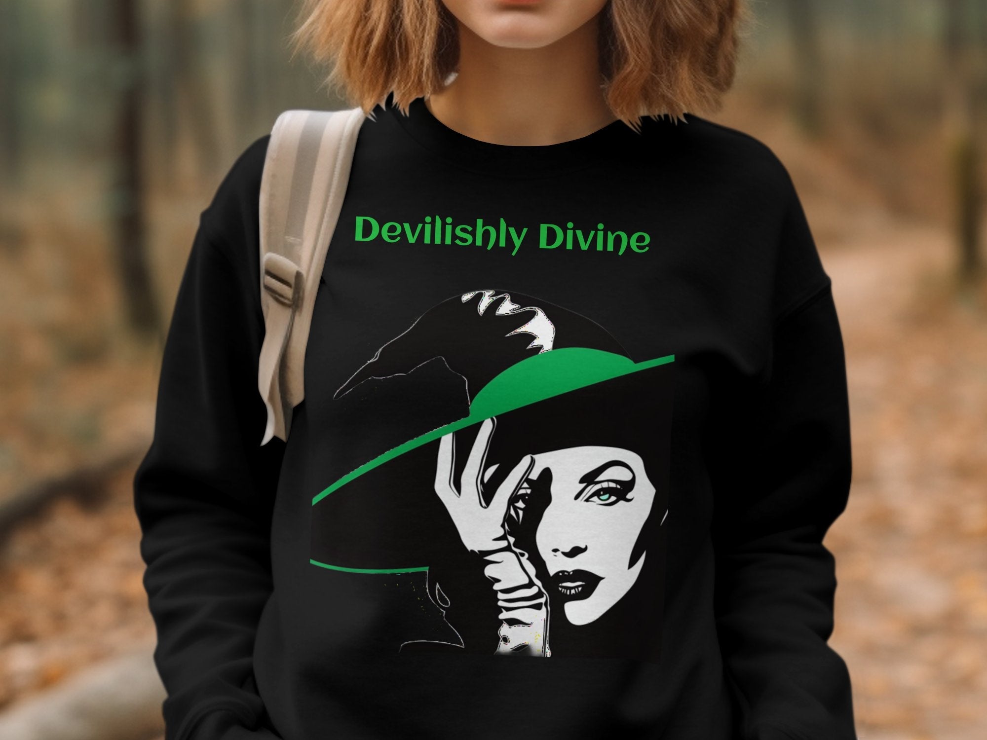 Devilishly Divine Long Sleeve Shirt, Perfect for Halloween Celebrations, Unique Witch Design - Craig Michael Design