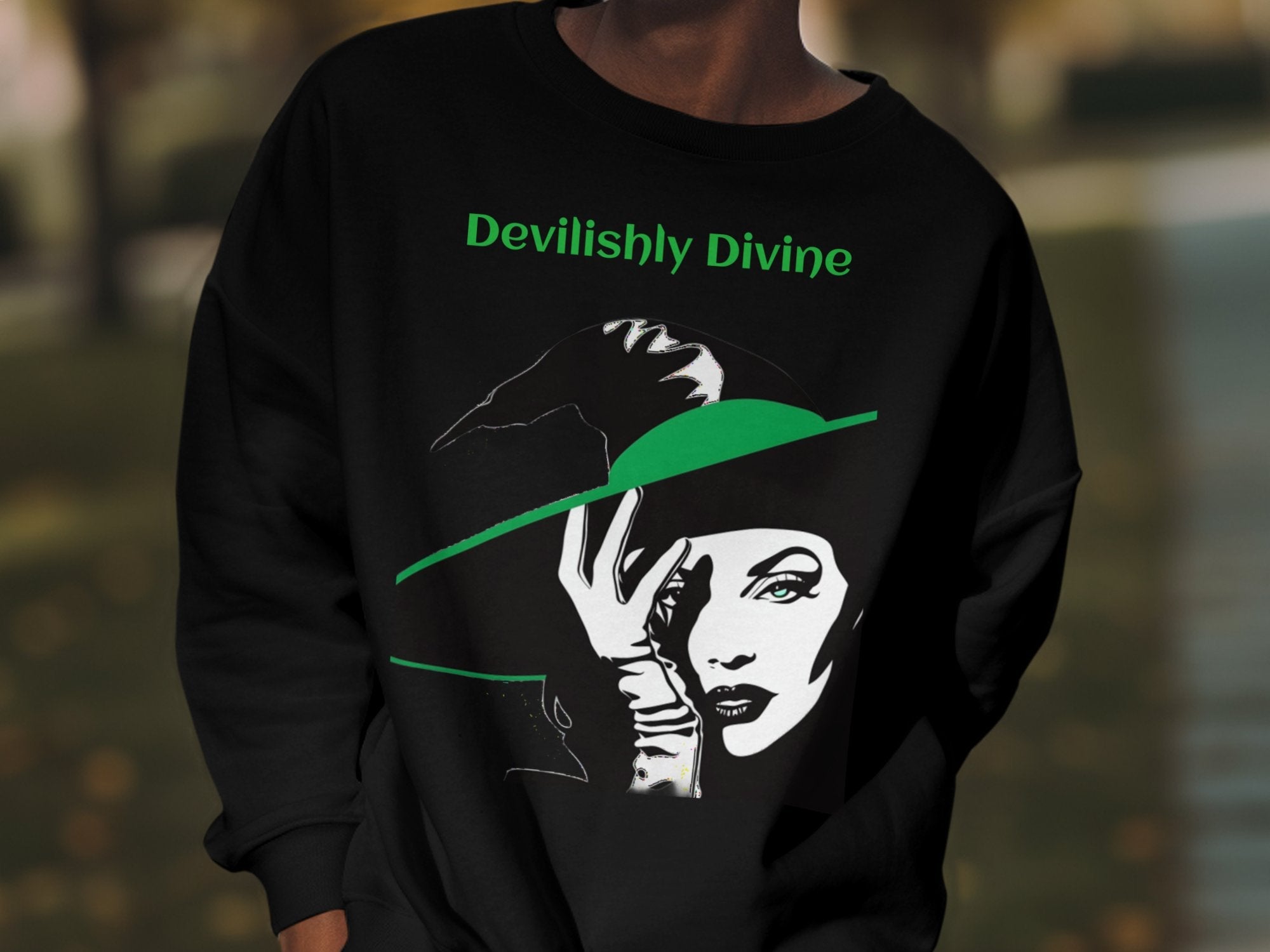 Devilishly Divine Long Sleeve Shirt, Perfect for Halloween Celebrations, Unique Witch Design - Craig Michael Design