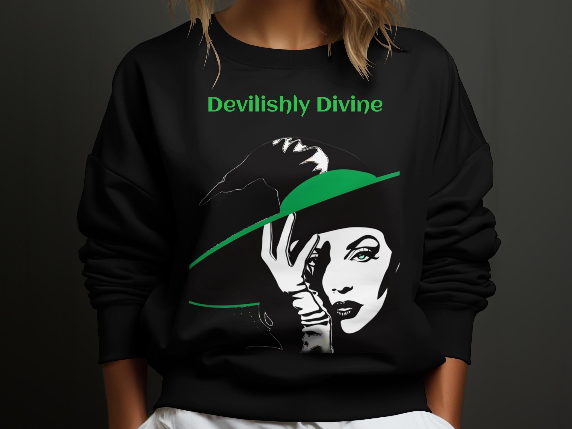 Devilishly Divine Long Sleeve Shirt, Perfect for Halloween Celebrations, Unique Witch Design - Craig Michael Design