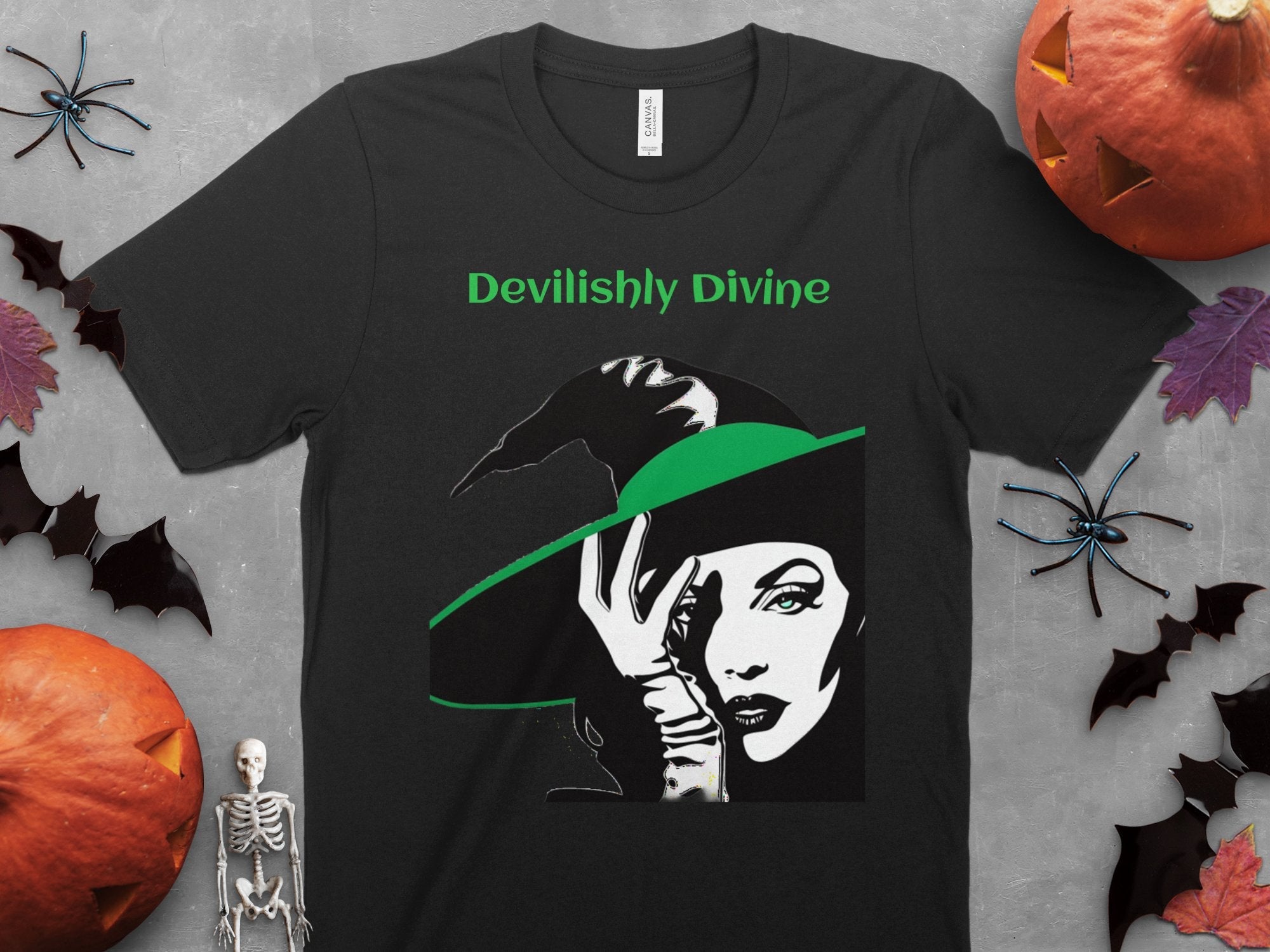 Devilishly Divine Witch Art T-Shirt, Halloween Modern Witch Graphic Tee, Stylish Witchy Vibes, Trendy Spooky Season Shirt - Craig Michael Design