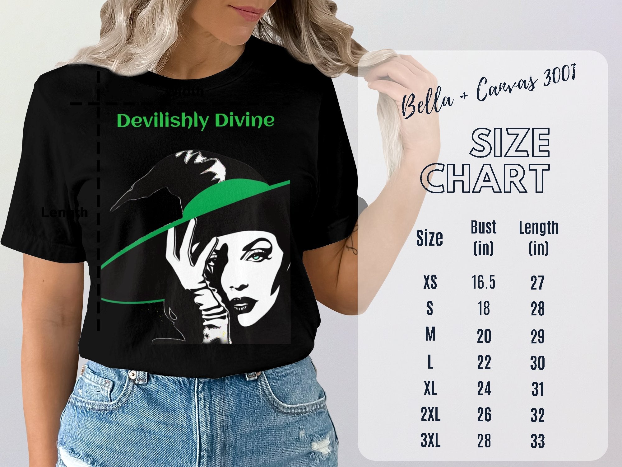 Devilishly Divine Witch Art T-Shirt, Halloween Modern Witch Graphic Tee, Stylish Witchy Vibes, Trendy Spooky Season Shirt - Craig Michael Design