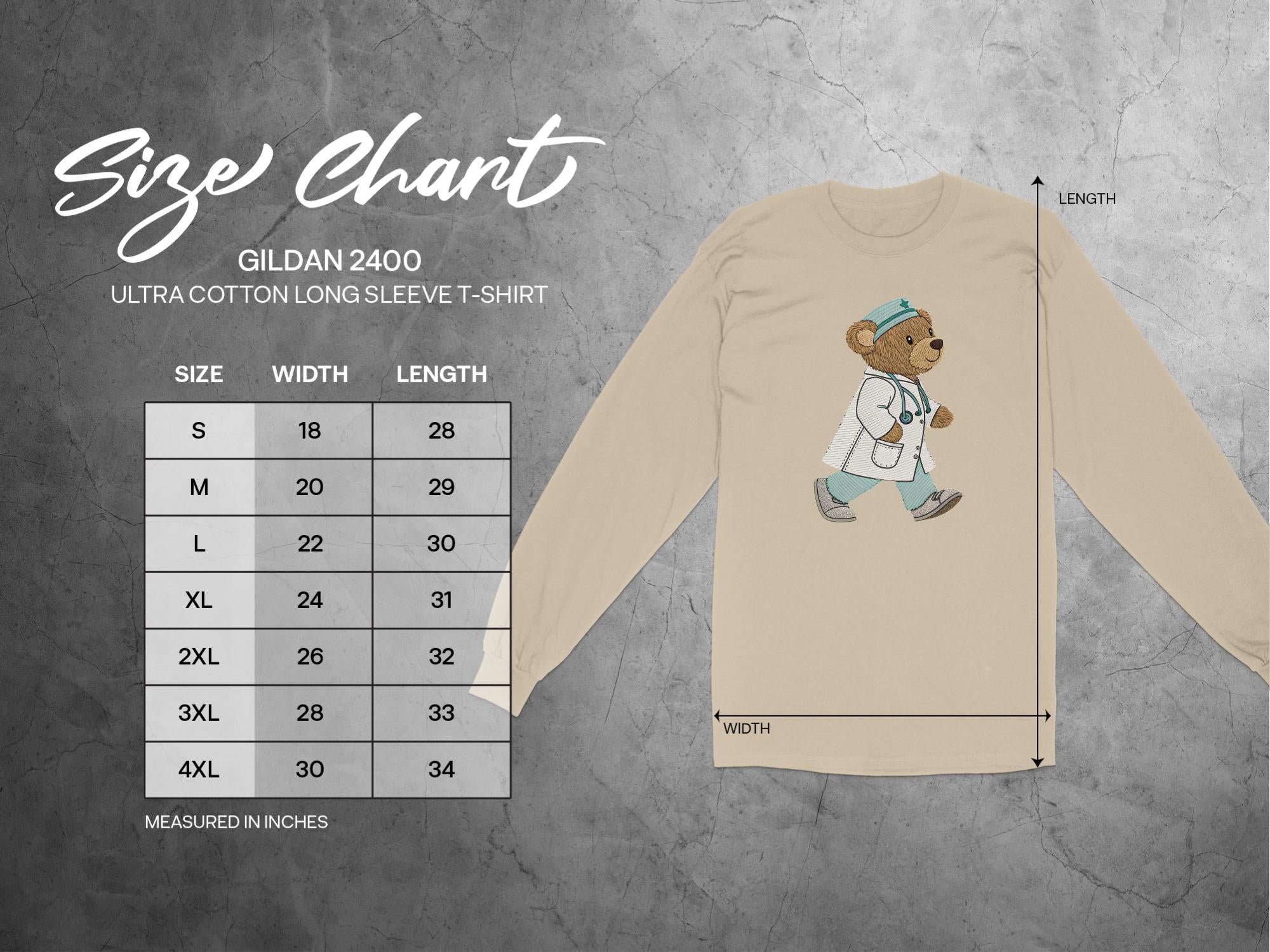 Doctor Bear Long Sleeve T-Shirt, Adorable Teddy Bear Long Sleeve Top, Perfect Gift for Healthcare Workers, Cozy Bear Themed Apparel - Craig Michael Design