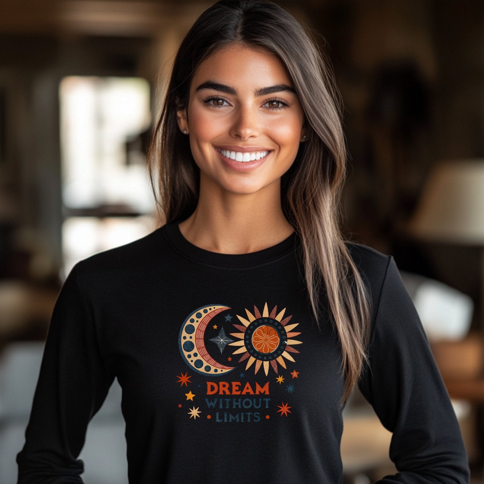 Dream Without Limits Moon and Sun T-Shirt, Custom Graphic Tee, Motivational Shirt, Inspiring Apparel, Celestial Design Top - Craig Michael Design