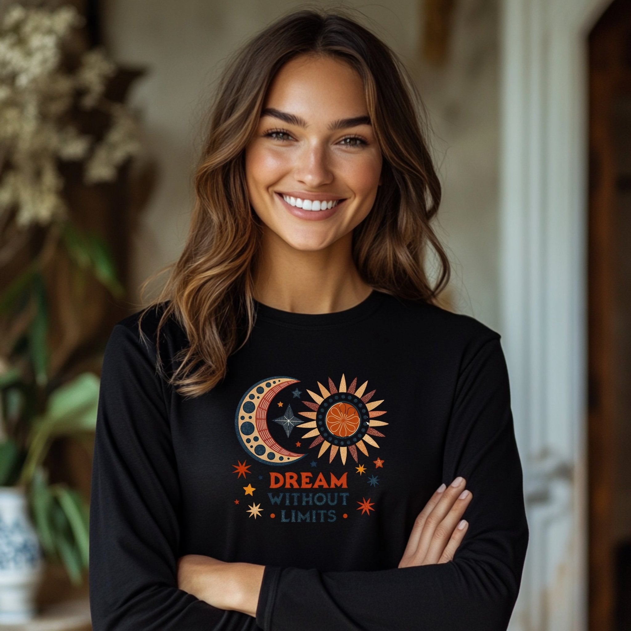 Dream Without Limits Moon and Sun T-Shirt, Custom Graphic Tee, Motivational Shirt, Inspiring Apparel, Celestial Design Top - Craig Michael Design