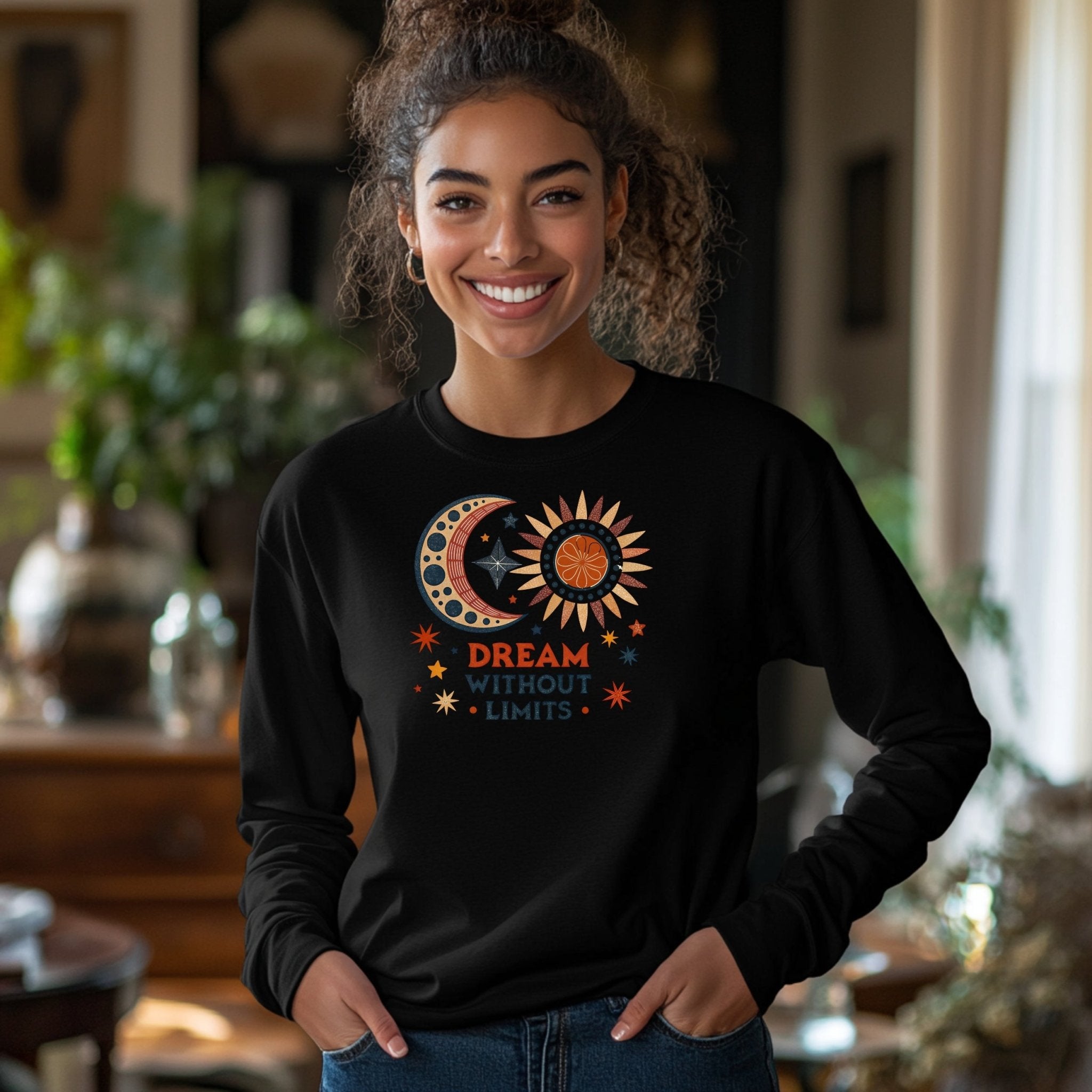 Dream Without Limits Moon and Sun T-Shirt, Custom Graphic Tee, Motivational Shirt, Inspiring Apparel, Celestial Design Top - Craig Michael Design